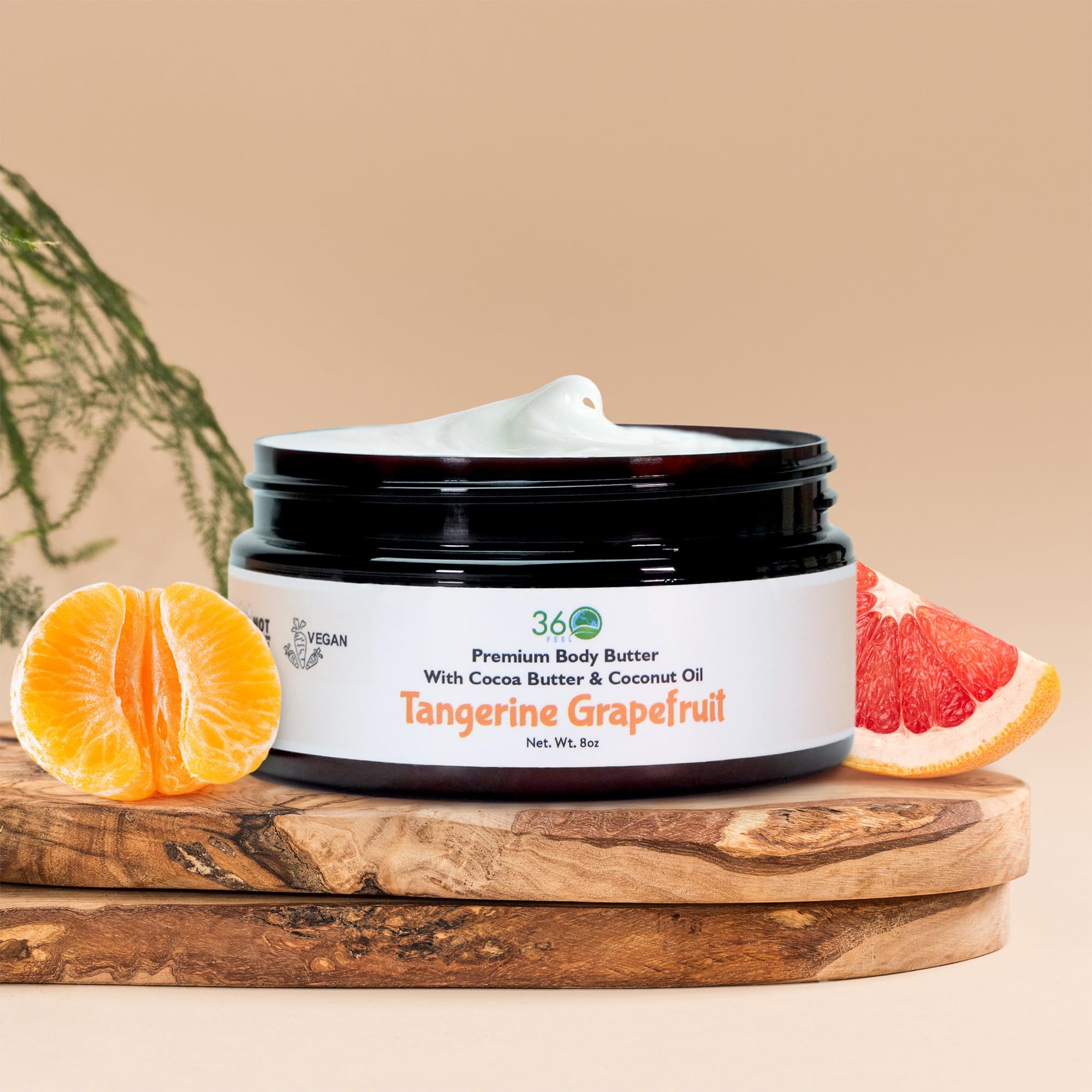 360Feel Tangerine Grapefruit Body Butter - Nourishing and Hydrating Shea Body Butter with a Gentle Formula - Handmade with Essential Oils - Creamy Formula - Zero Harsh Additives - 8 Ounce