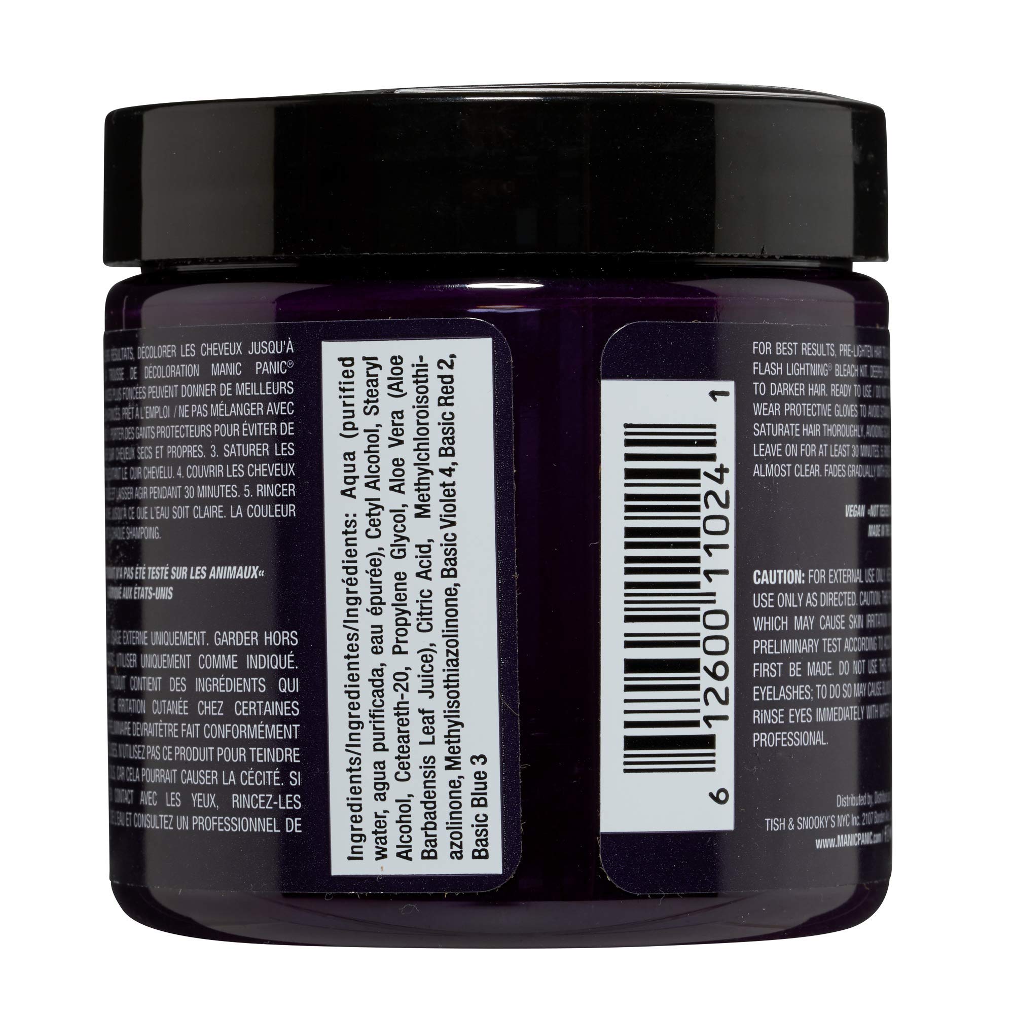 MANIC PANIC Purple Haze Dark Purple Hair Dye - Classic High Voltage - Semi Permanent Warm, Very Dark Purple Hair Color - Vegan, PPD And Ammonia Free (4oz)