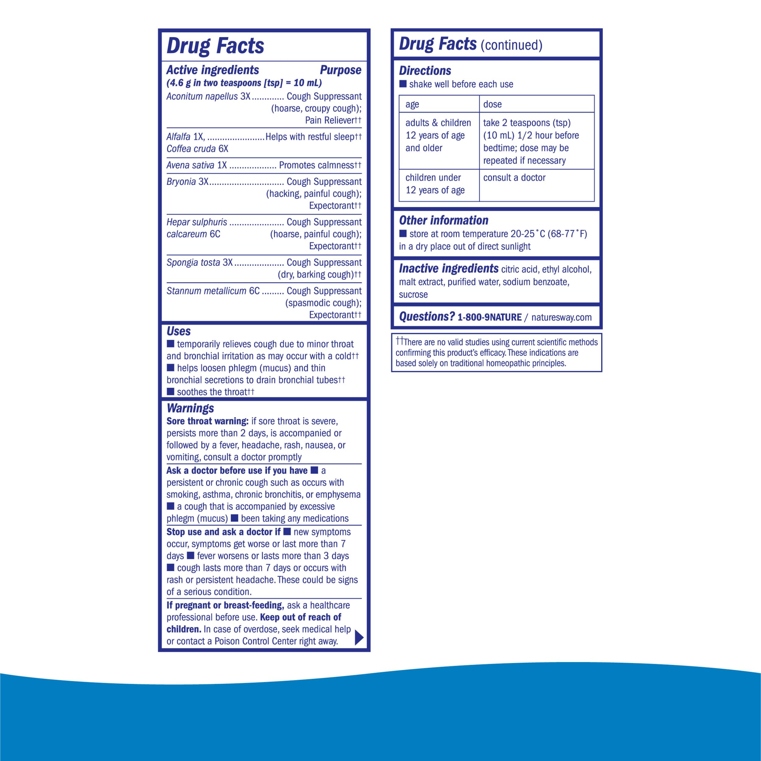 Nature's Way Boericke & Tafel Nighttime Cough & Bronchial Syrup, Cough Suppressant, Promotes Restful Sleep, 8 Fl. Oz