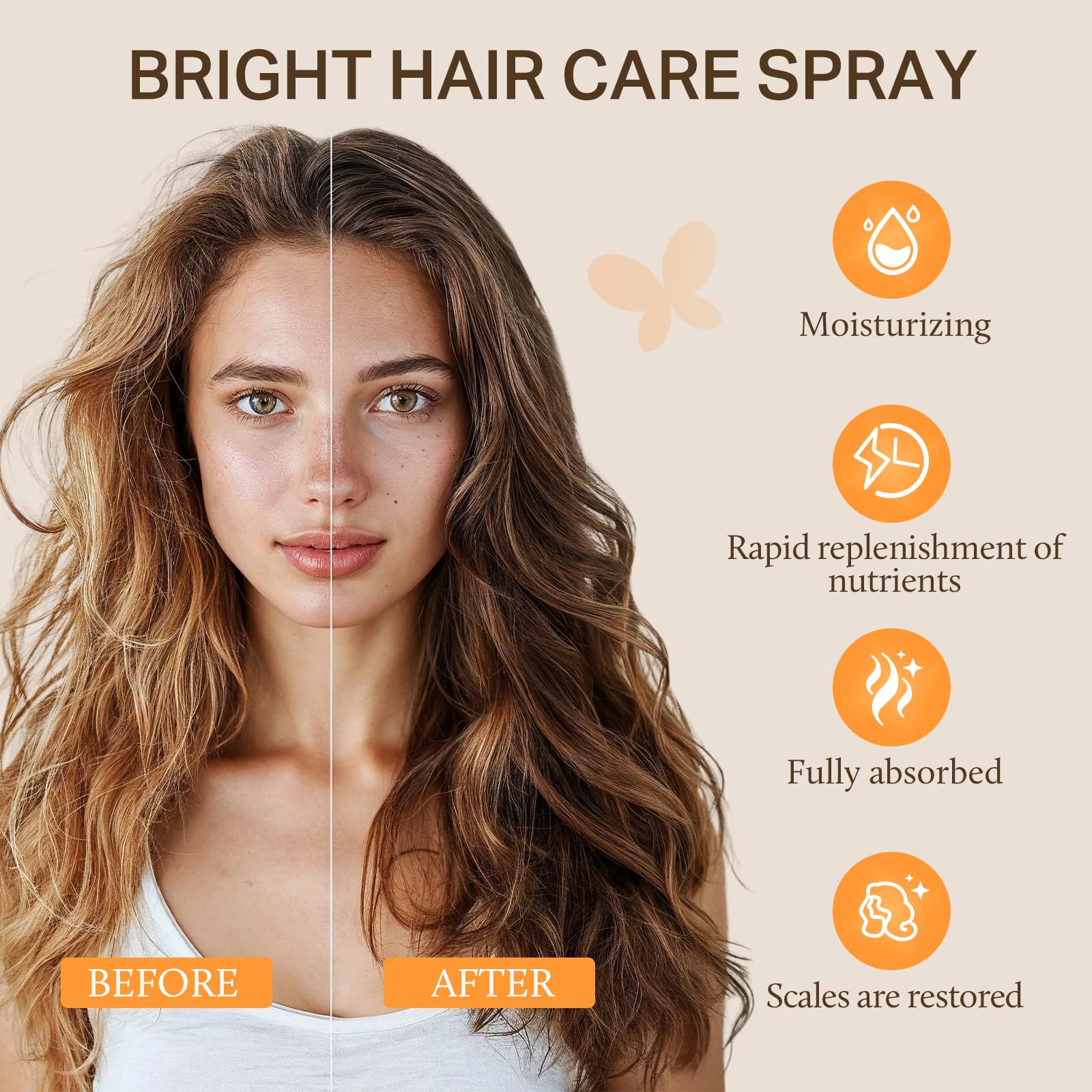 DOORES Leave-in Conditioner Spray, Hair Treatment Detangler Spray Conditioning Hair Detanglers Hydrates Boosts Shine Smooths Frizz for All Hair Types 3.4 fl oz