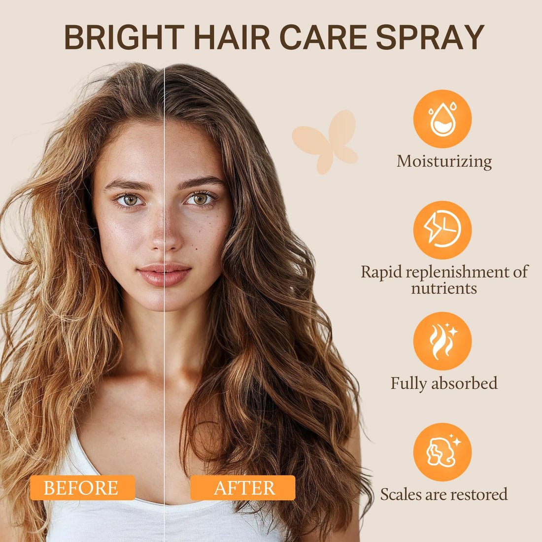 DOORES Leave-in Conditioner Spray, Hair Treatment Detangler Spray Conditioning Hair Detanglers Hydrates Boosts Shine Smooths Frizz for All Hair Types 3.4 fl oz