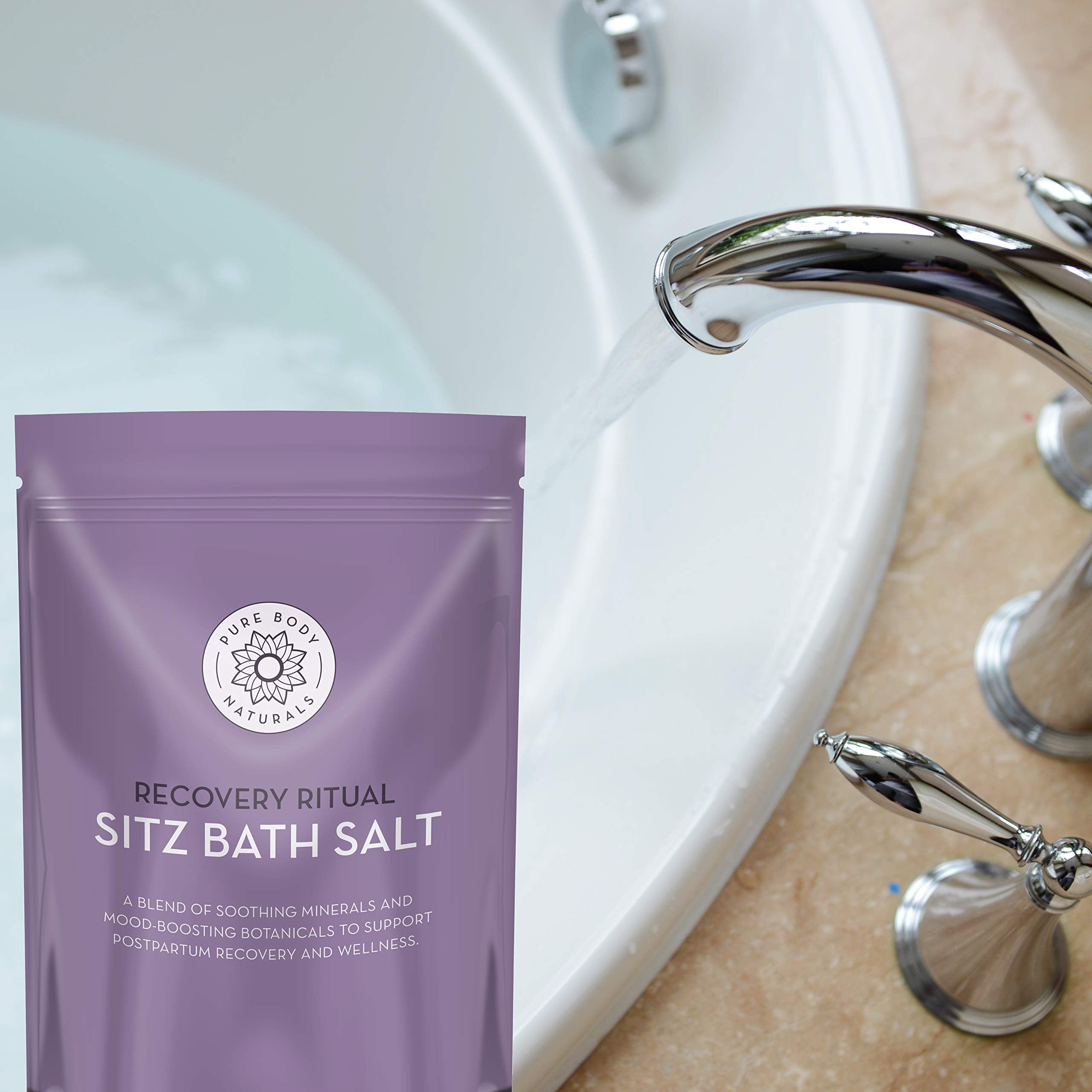 Pure Body Naturals Sitz Bath Salt – Postpartum Care and Hemorrhoid Comfort – Natural Soak for Self Care and Hemorrhoid, Post Partum Essentials, 32 Oz