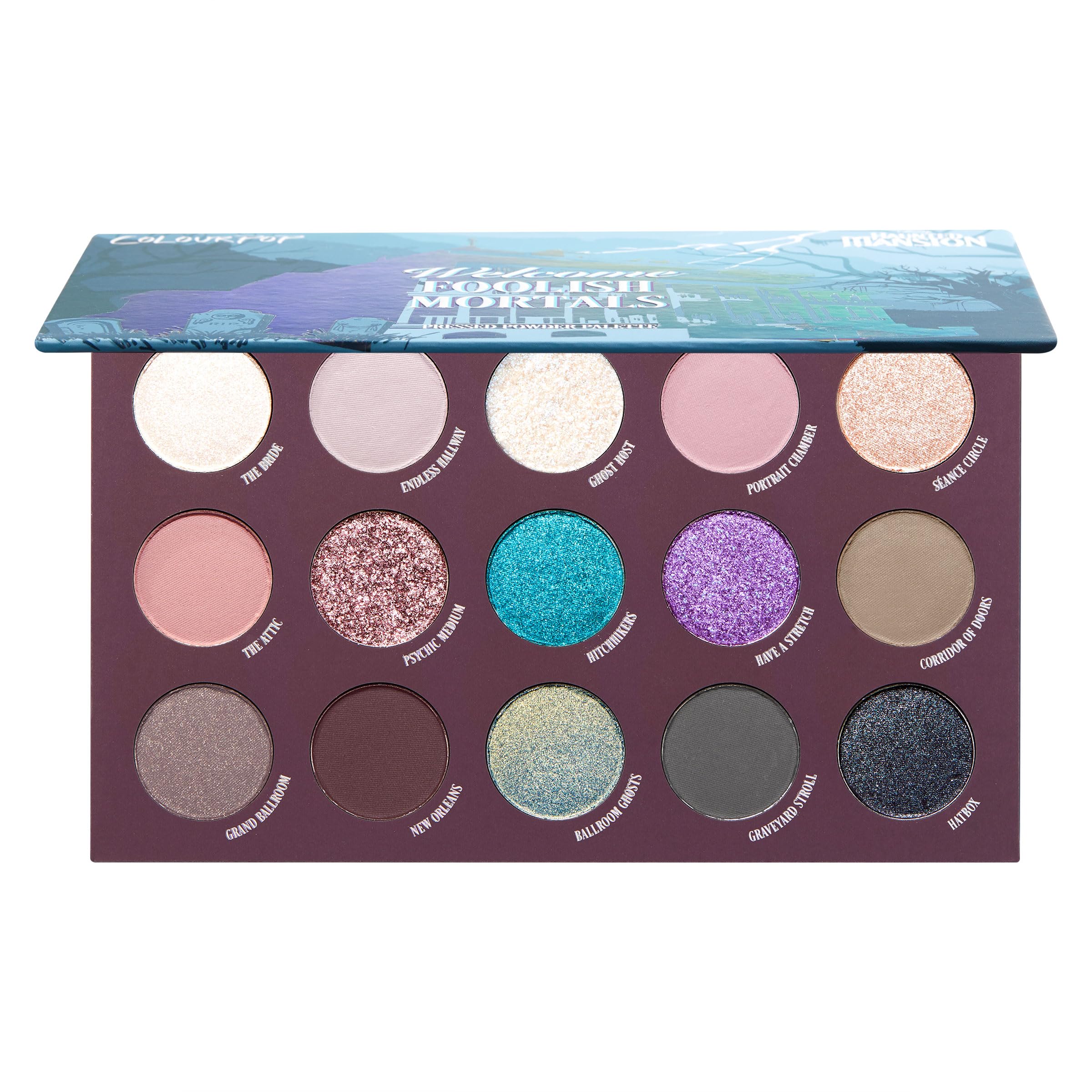 ColourPop x Haunted Mansion Foolish Mortals Eyeshadow Palette - Eye Makeup Palette with Matte, Metallic, Matte Sparkle & Pearlescent Finishes - High-Pigment, Long Lasting Formula (0.58 oz)