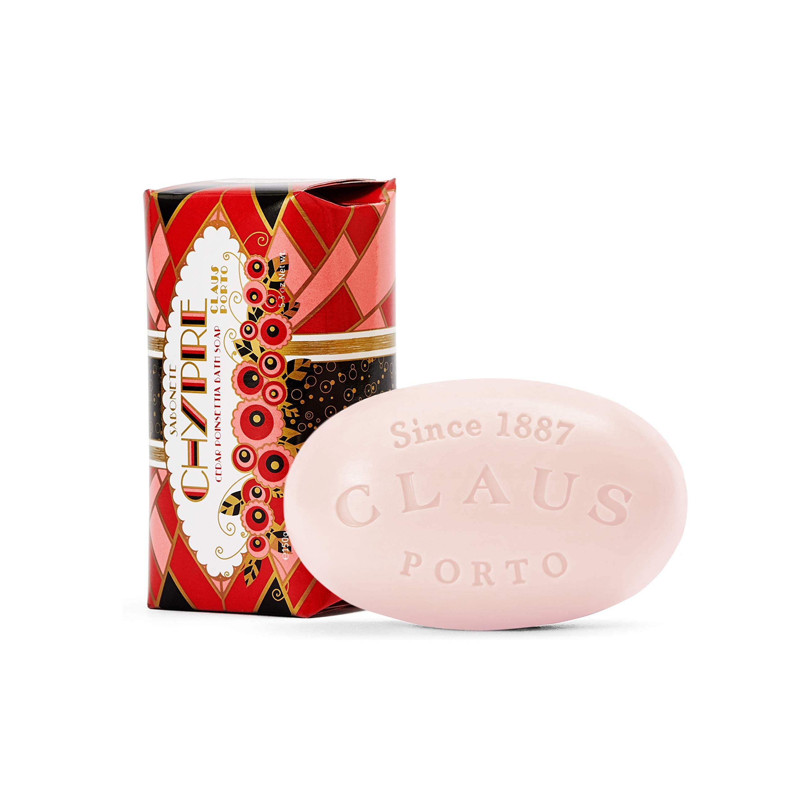 Claus Porto Chypre Bath Soap, Cedar Poinsettia, 5.29 oz.