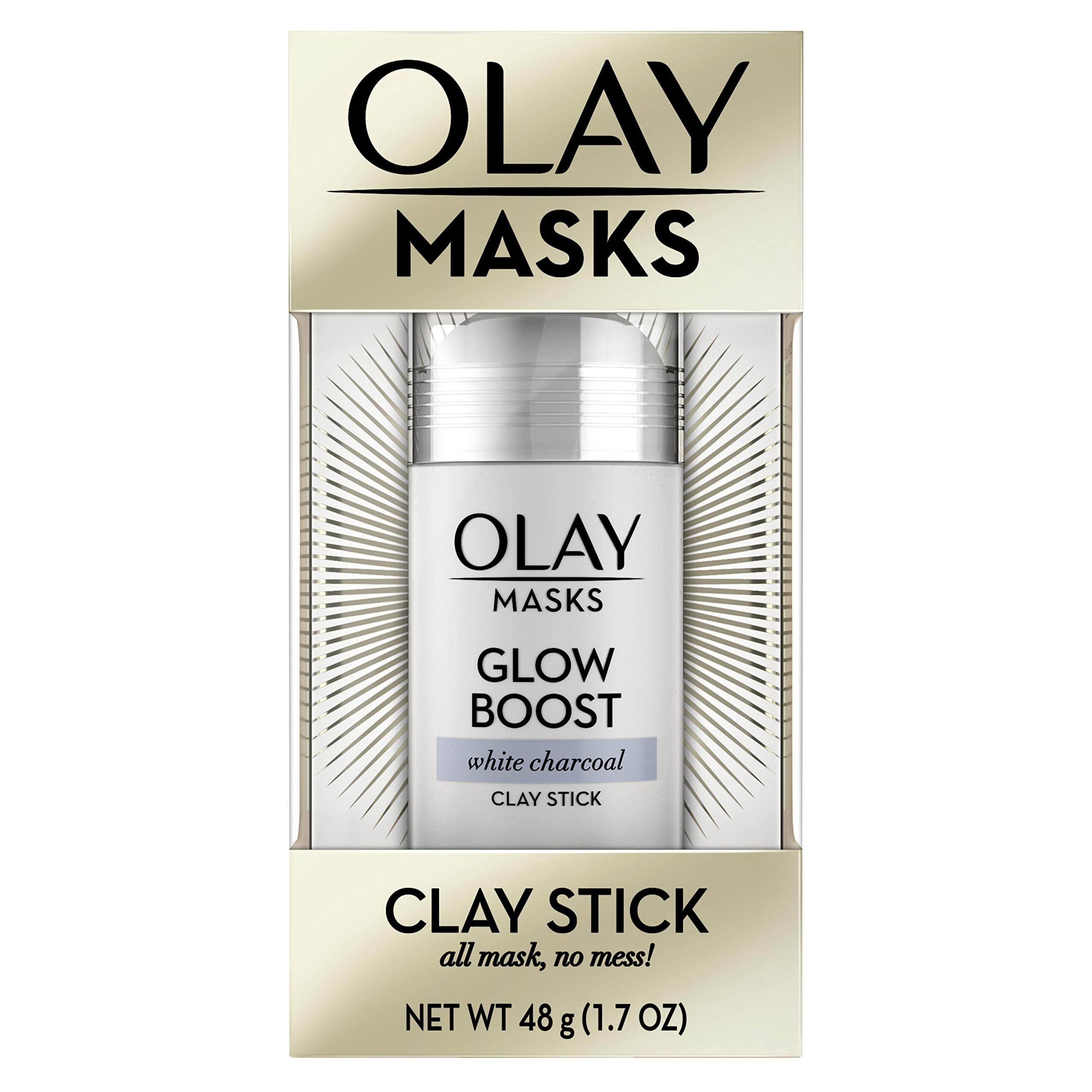 Face Masks by Olay, Clay Charcoal Facial Mask Stick, Glow Boost White Charcoal, 1.7 Oz