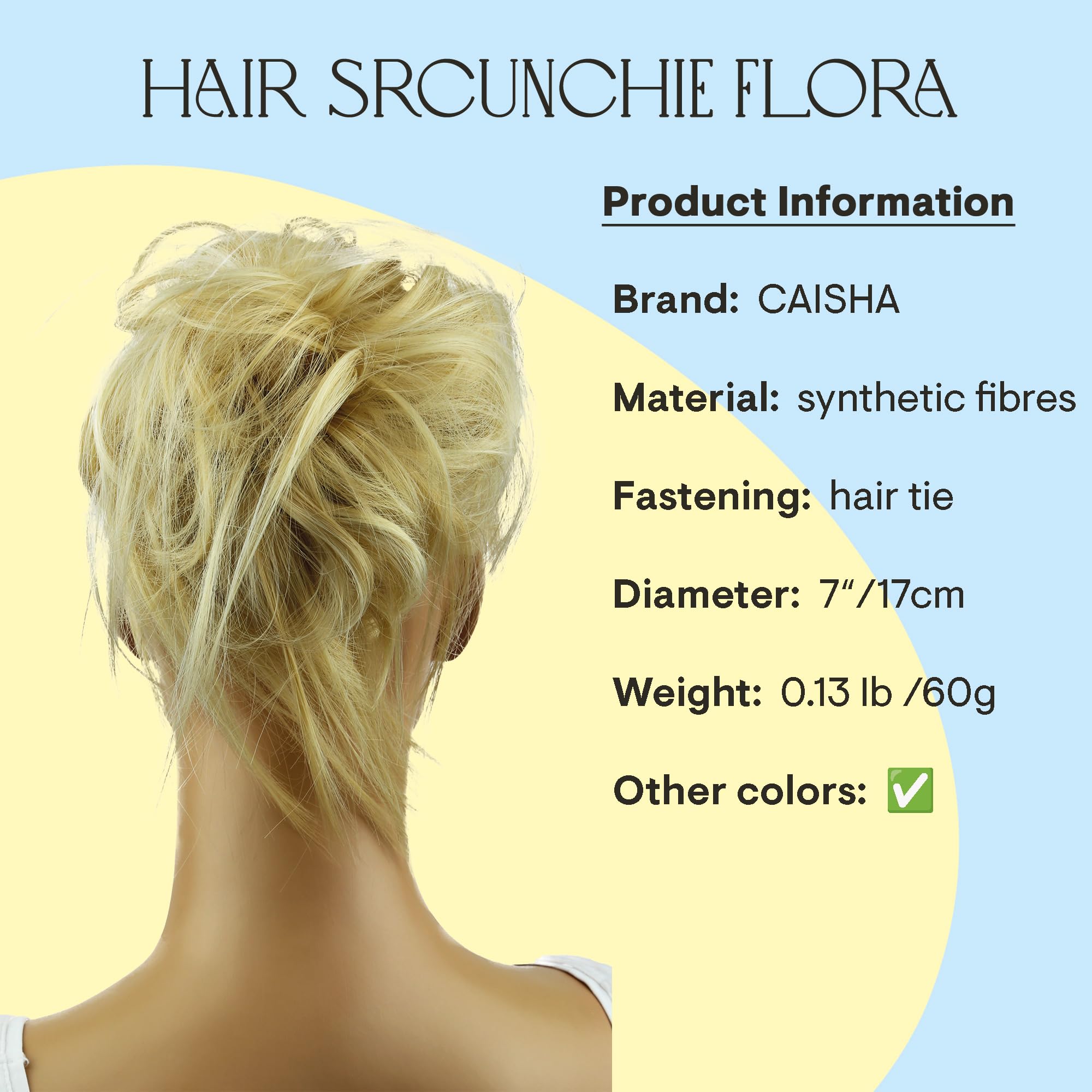 Light Blonde #22H613A G26F: Prettyshop Hairpiece Hair Rubber Scrunchie Scrunchy Updos Voluminous Wavy Messy Bun Light Blonde #22H613A G26F