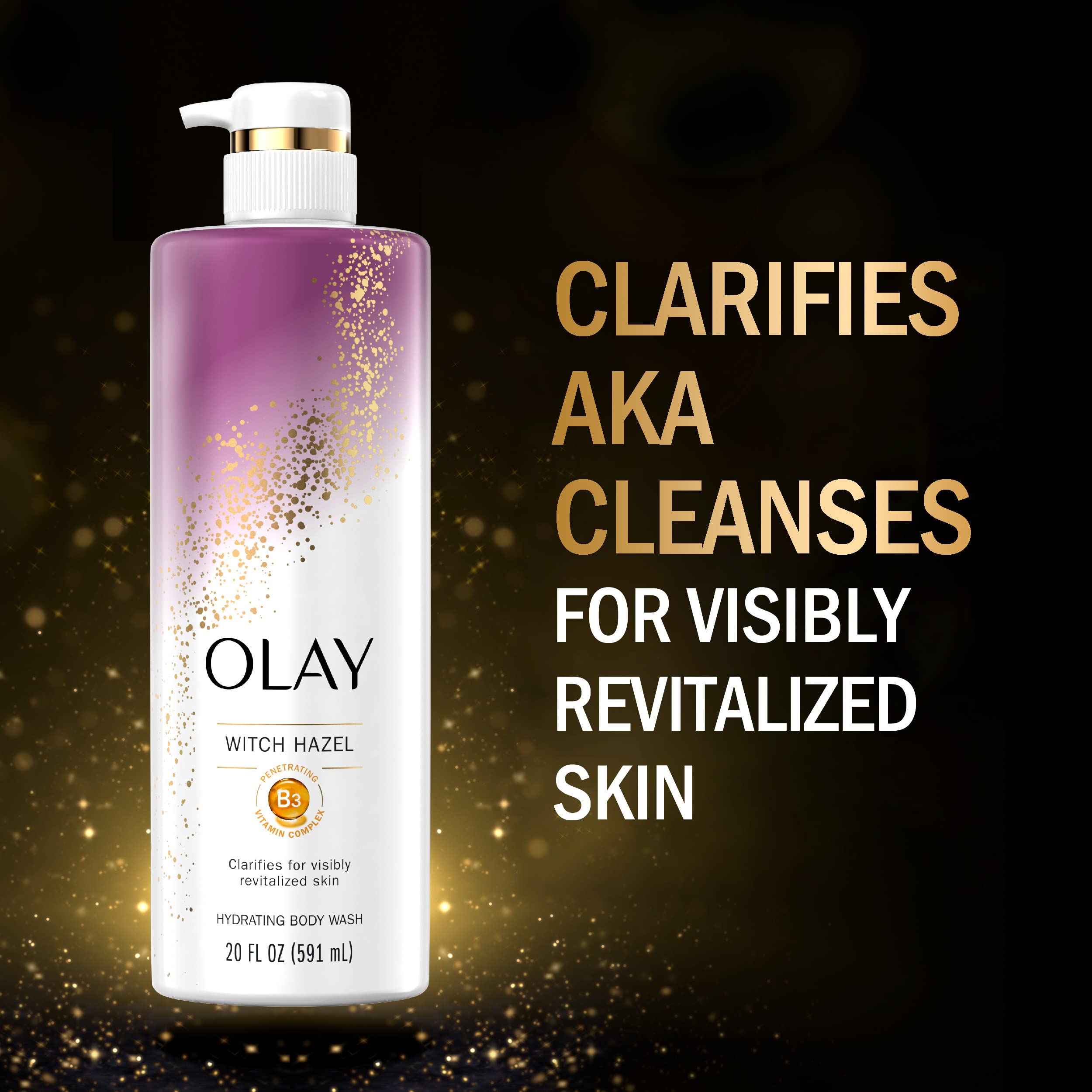 Olay Moisturizing Body Wash for Women with Witch Hazel and Vitamin B3, 20 fl oz (Pack of 4)
