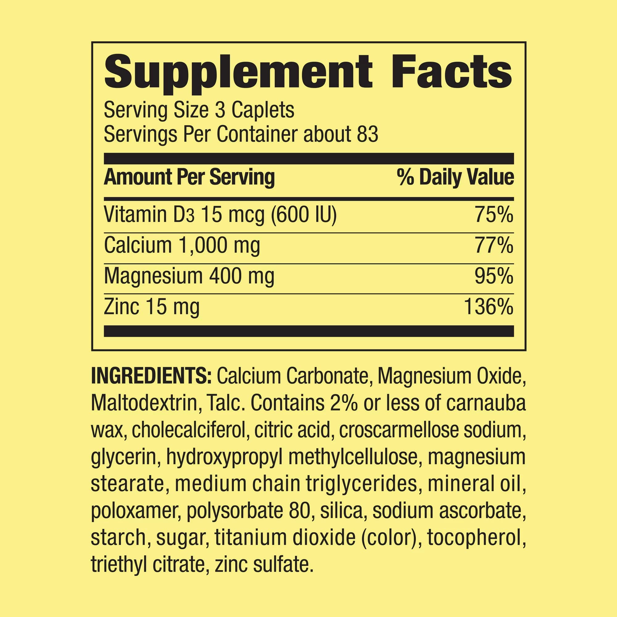 Calcium, Magnesium, Zinc & Vitamin D3. Includes Luall Sticker + Spring Valley Calcium, Magnesium & Zinc Plus Vitamin D3 Caplets Dietary Supplement, 250 Count