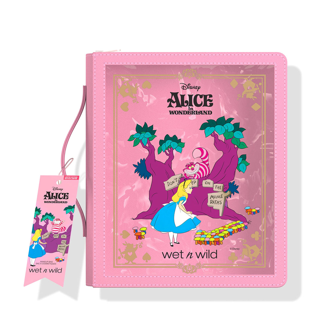 wet n wild Alice in Wonderland Makeup Bag, Limited Edition Collection Travel Pouch with Full-Zip Closure & Flexible Cotton Design
