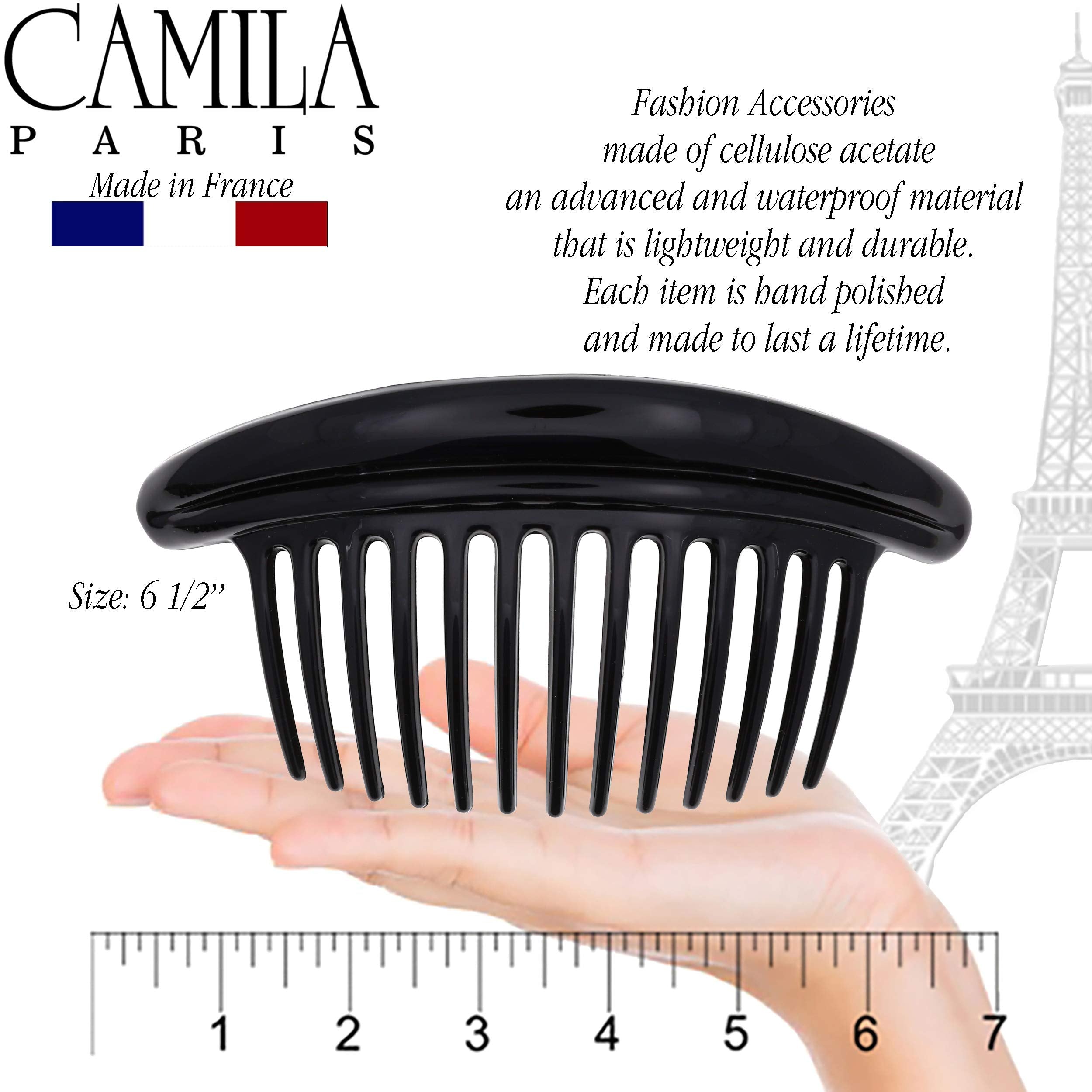 Camila Paris French Hair Side Combs, Strong Hold Grip Hair Clips for Women, No Slip and Durable Styling Girls Hair Accessories, Made in France with Cellulose