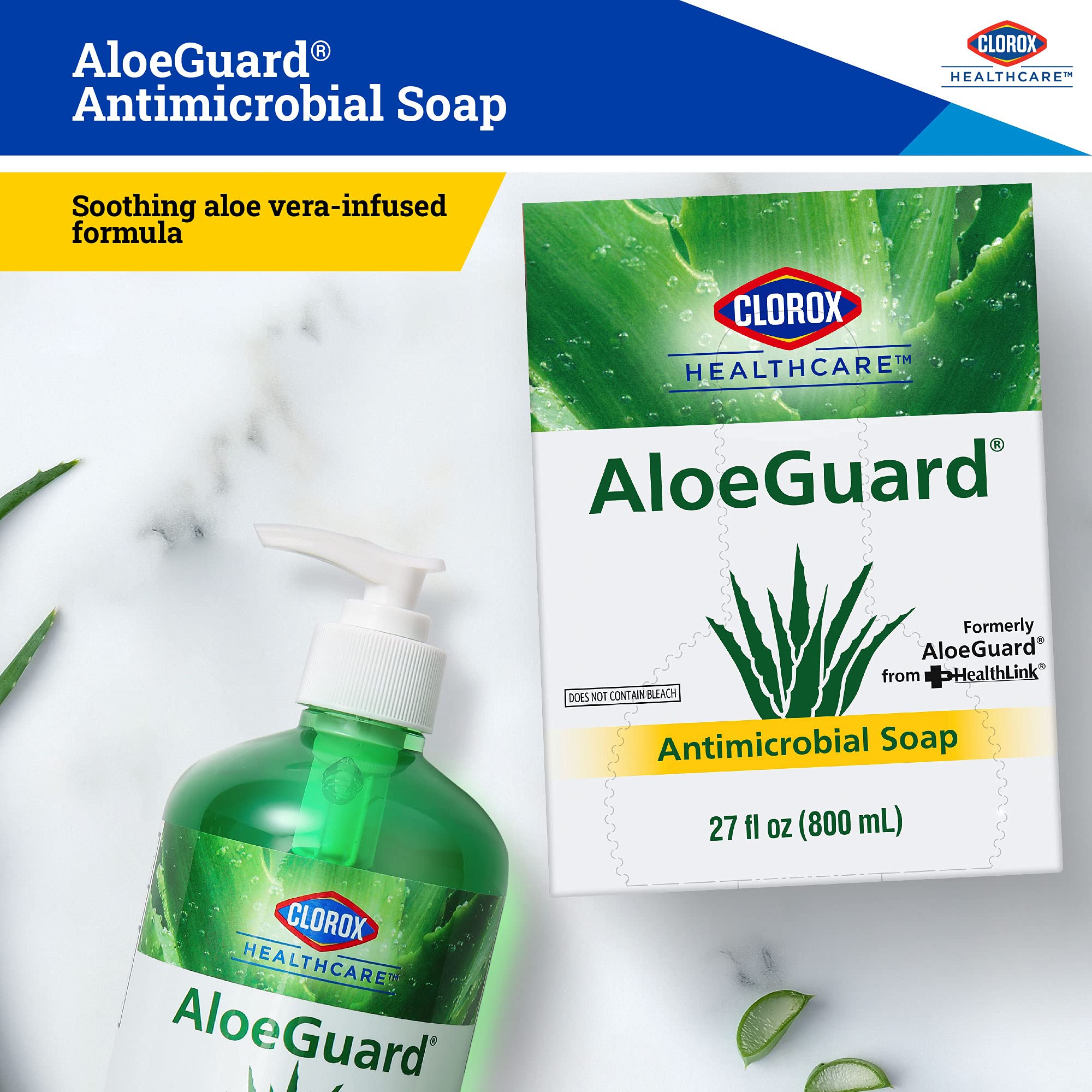 Clorox Healthcare AloeGuard Antimicrobial Soap, 27 Ounces Each (12 Pack) | Antimicrobial Hand Soap Pouch in Box | Antimicrobial Hand Soap Washes Germs on Skin