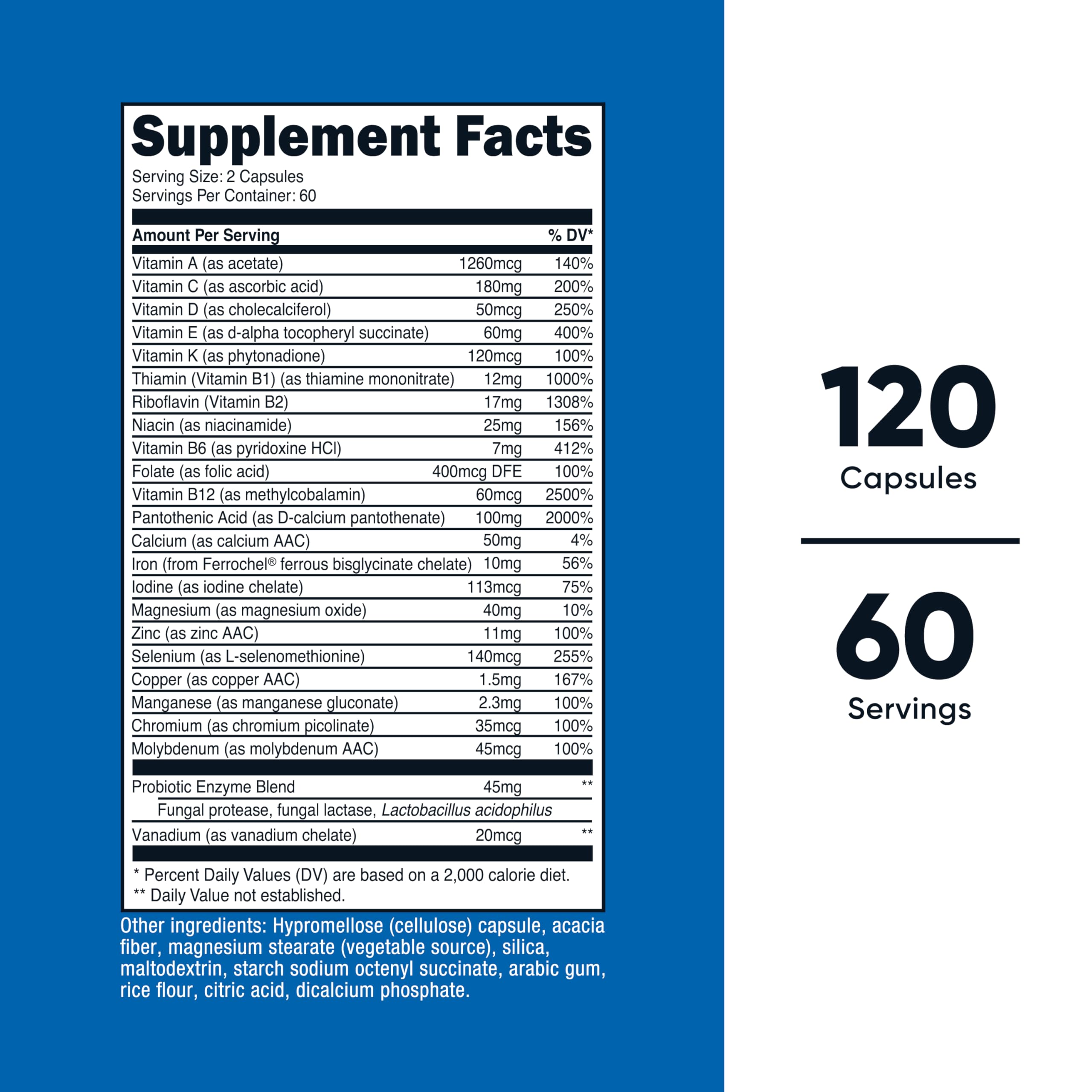 Nutricost Multivitamin with Probiotics 120 Vegetarian Capsules - Packed with Vitamins & Minerals