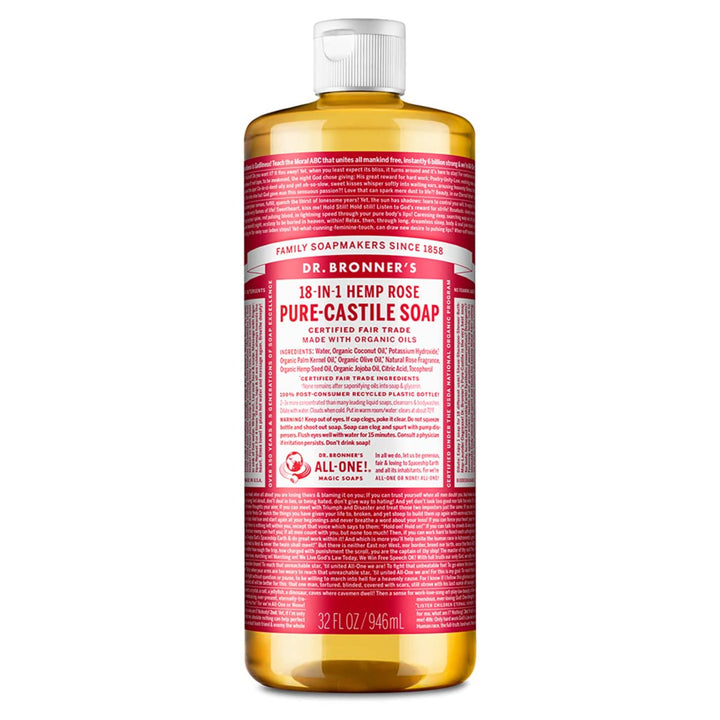 Organic Castile Liquid Soap Rose Dr. Bronner's 32 oz Liquid