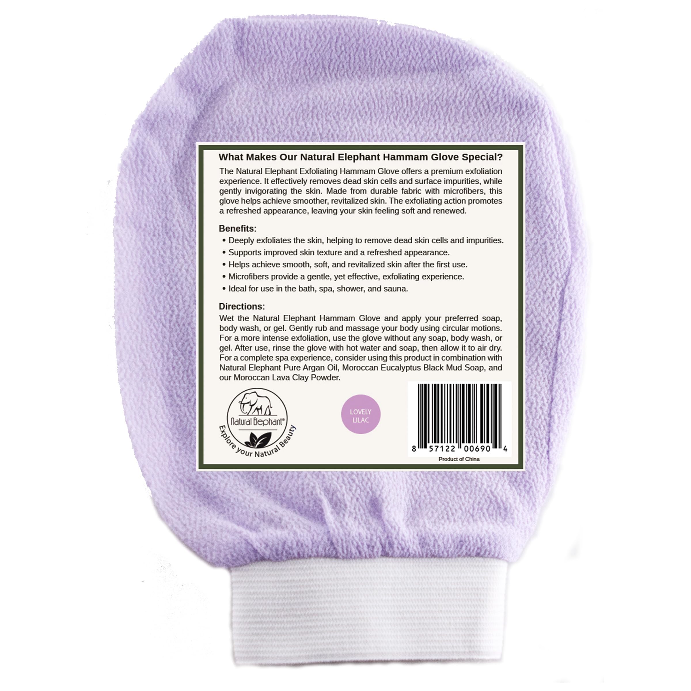 Natural Elephant Exfoliating Hammam Glove (2 Teal and 1 Purple (Pack of 3))