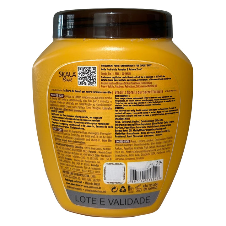 Skala Maracuja Passion Fruit Hair Treatment, 2 Pack (1000g each) - Vegan, Cruelty-Free, Silicone, Sulfate & Paraben Free - Brazilian Moisturizing & Nourishing Formula for Curls