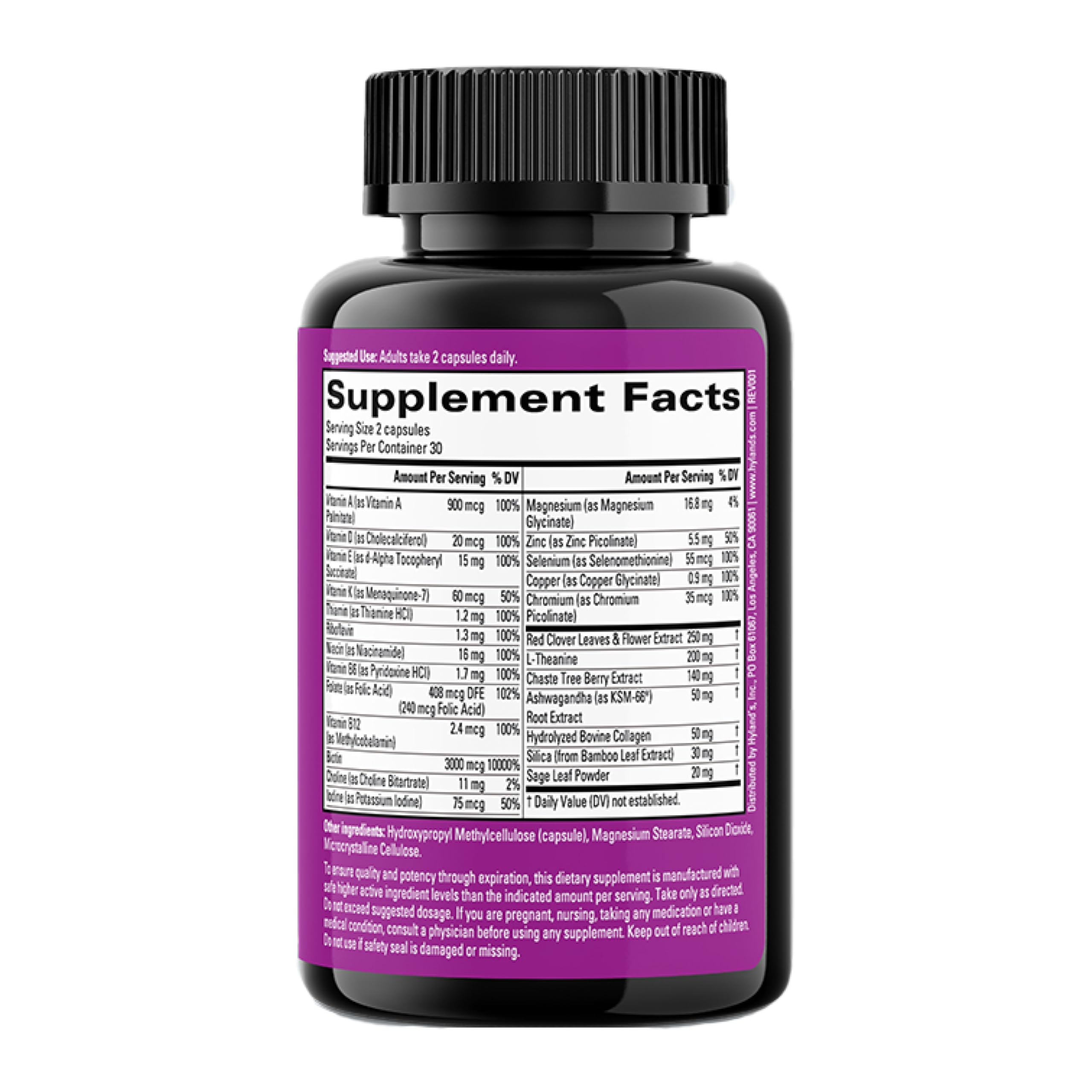 Hyland's Rock On Menopause and Youthful Skin Multivitamin for Women with Immune Support, 60 Capsules, Menopause Relief for Women with Biotin, Collagen, and Red Clover