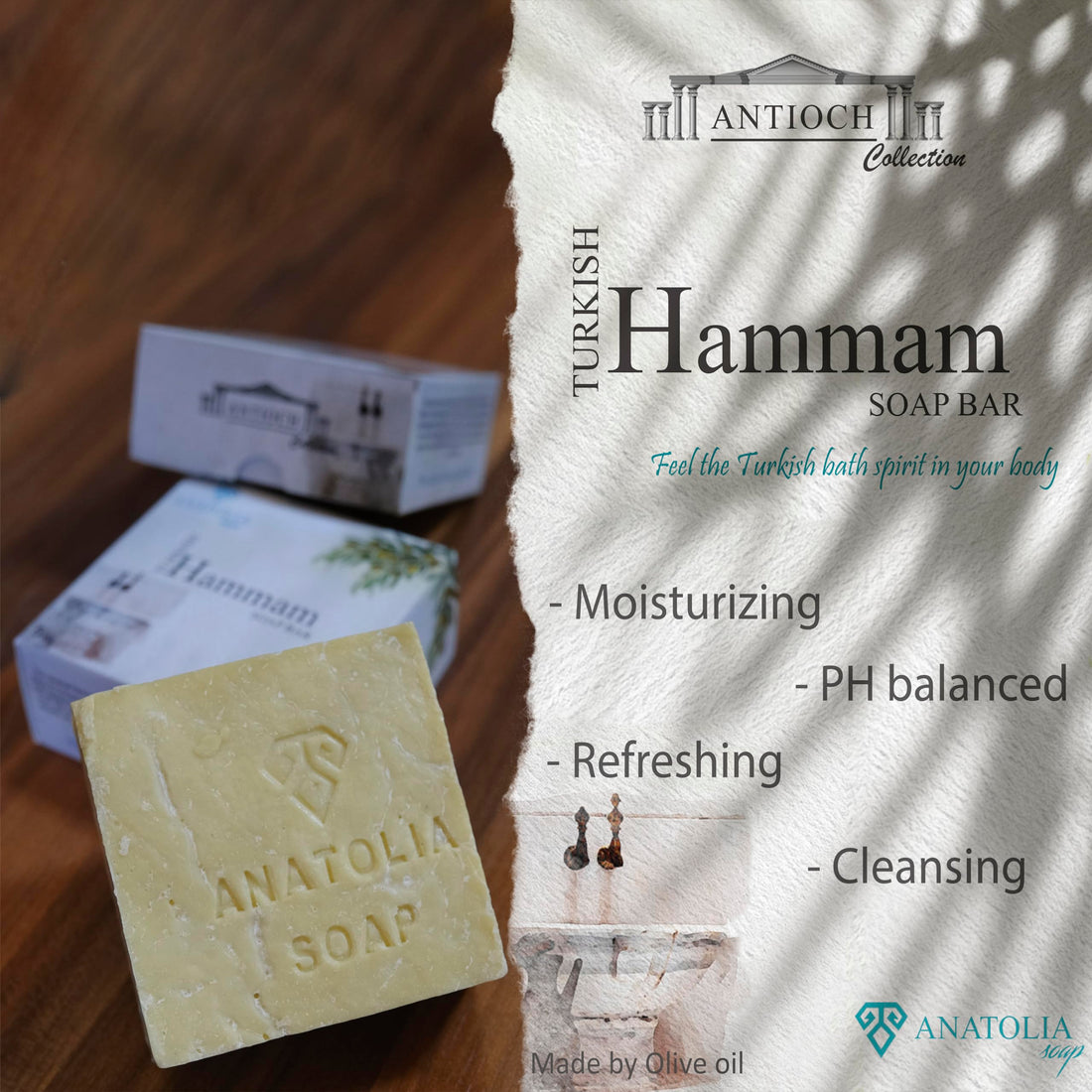 Anatolia Soap, Antioch 5 oz Pure Turkish Hammam Olive Oil For Body, Organic Handmade Natural Castille Body For Men And Women Big Bar Soap 1 Count (pack Of 1)