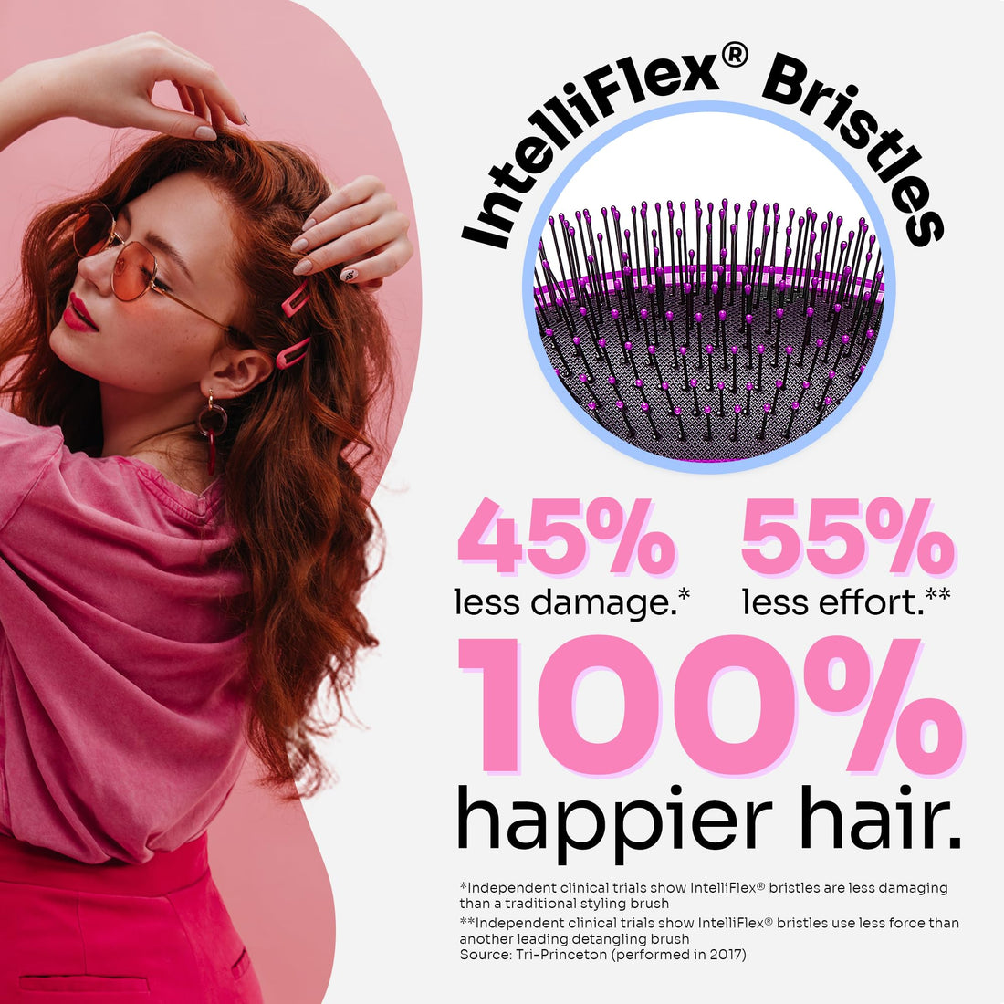 Wet Brush 2 Piece Original Detangler Hair Brush, Pink and Purple