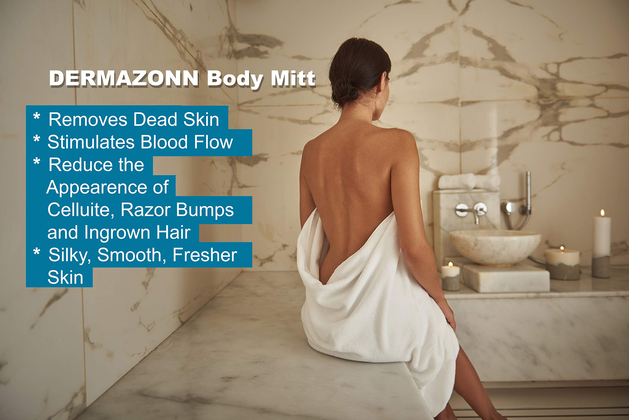 Dermazonn Deep Exfoliating Mitt Body Scrub and Face Scrub – Scrub Mitts for Shower – Turkish Bath hammam Glove – Face Peeling – Turkish Hammam Kese