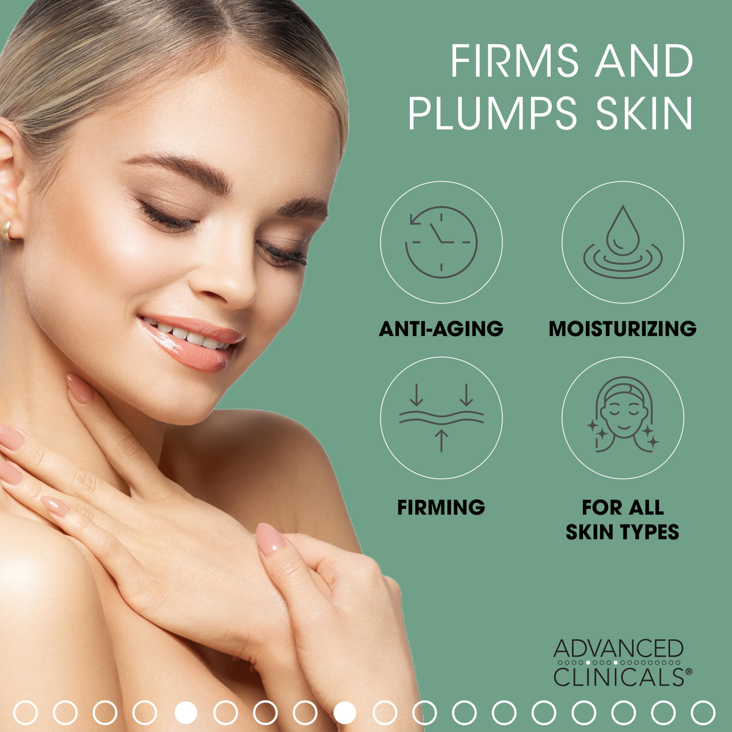 Advanced Clinicals Collagen & Hyaluronic Acid Face Lotion + Collagen Body Cream Multi Lift Moisturizer Set, Anti Aging Collagen Plumps, Firms, & Smooths Fine Lines, Sagging Skin & Wrinkles, 2-PC Set