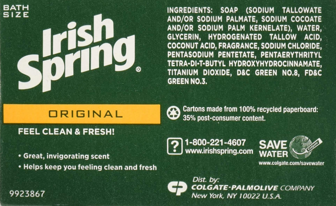 Irish Spring Original Deodrant Soap Unisex Soap, 3.75 Oz Bars, 8-Count