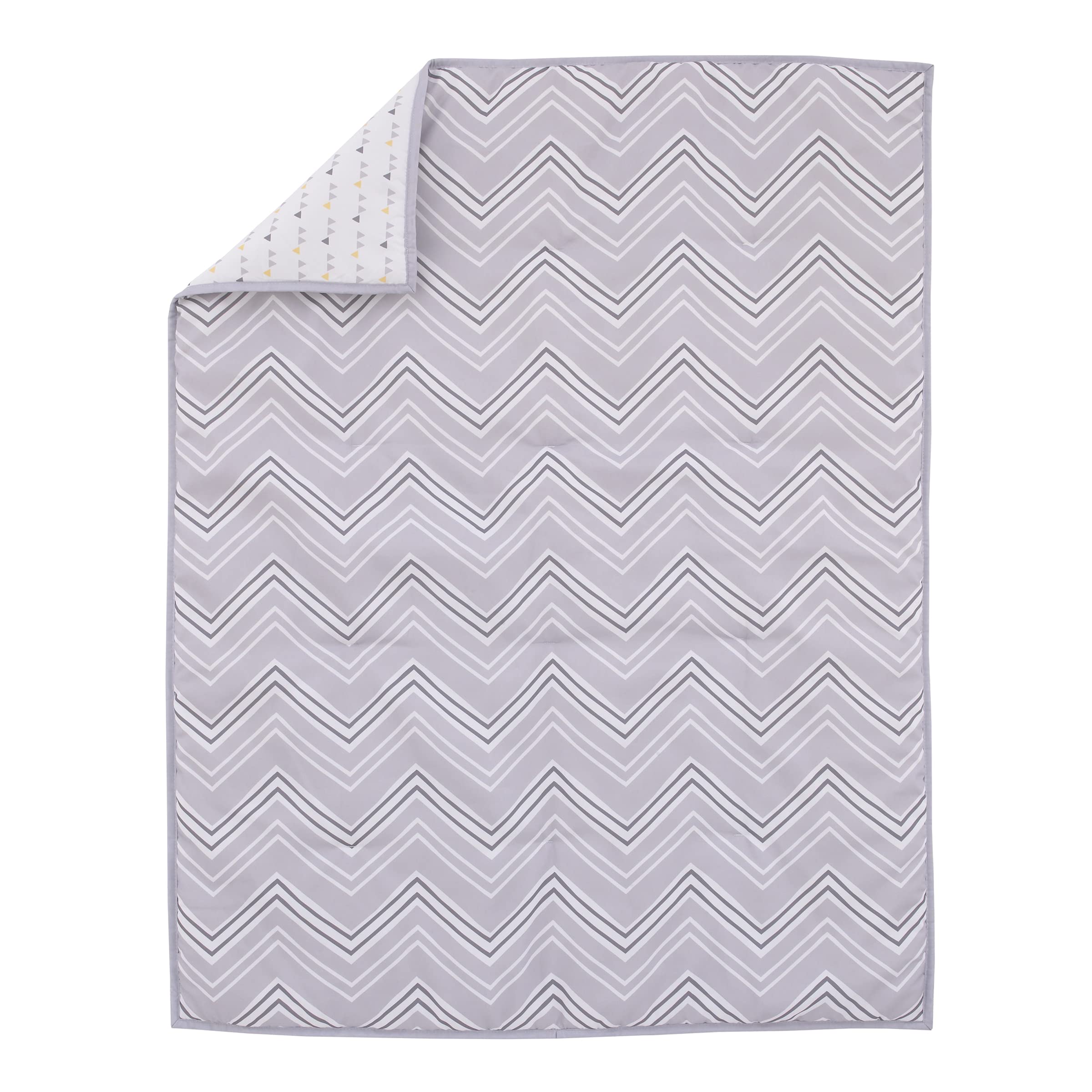 Little Love by NoJo Grey and White Chevron 3 Piece Crib Bedding Set - Comforter, Fitted Crib Sheet and Dust Ruffle
