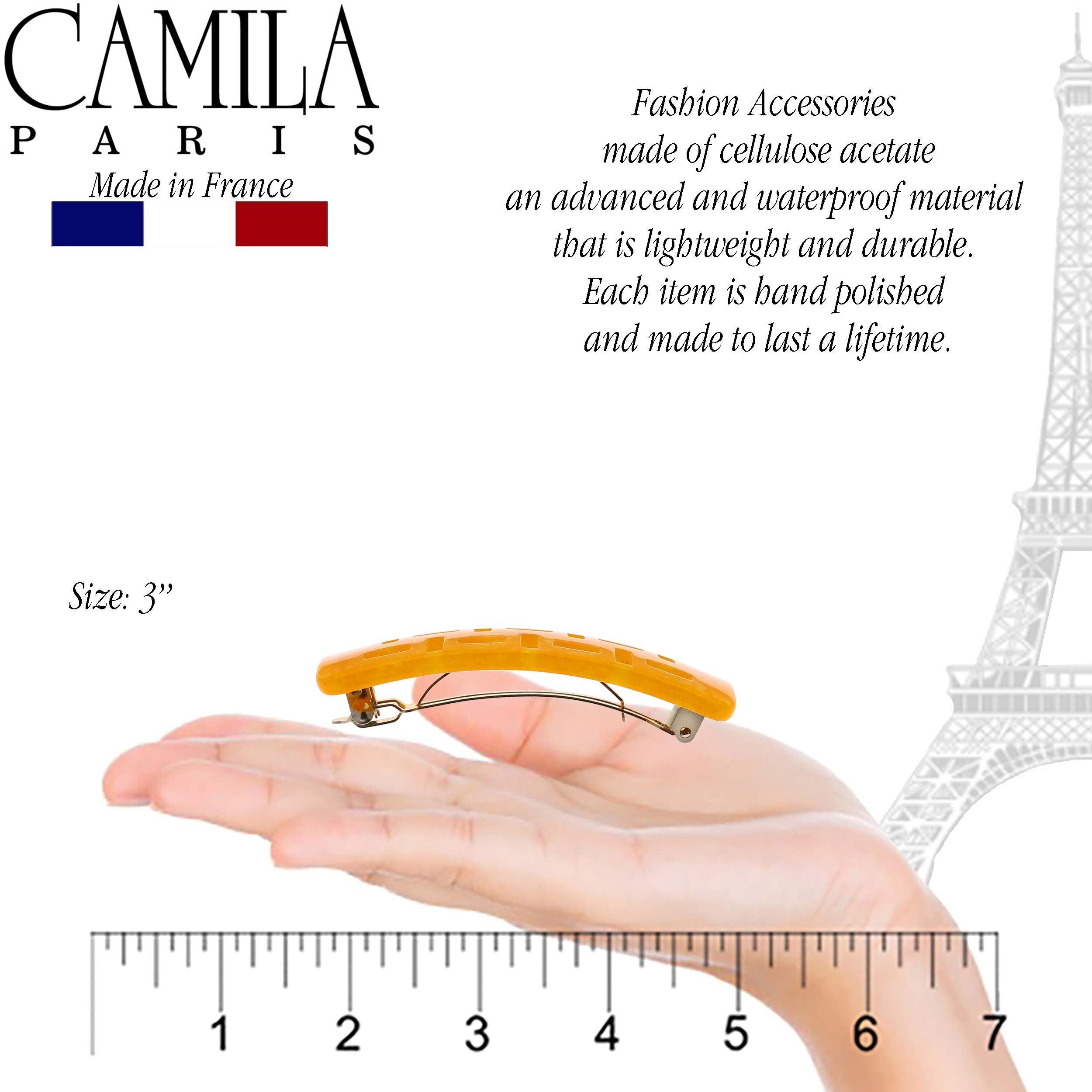 Camila Paris DG47 French Hair Barrettes Clips for Girls Handmade, Strong Hold Grip Hair Clips for Women, No Slip and Durable Styling Girls Hair Accessories, Made in France