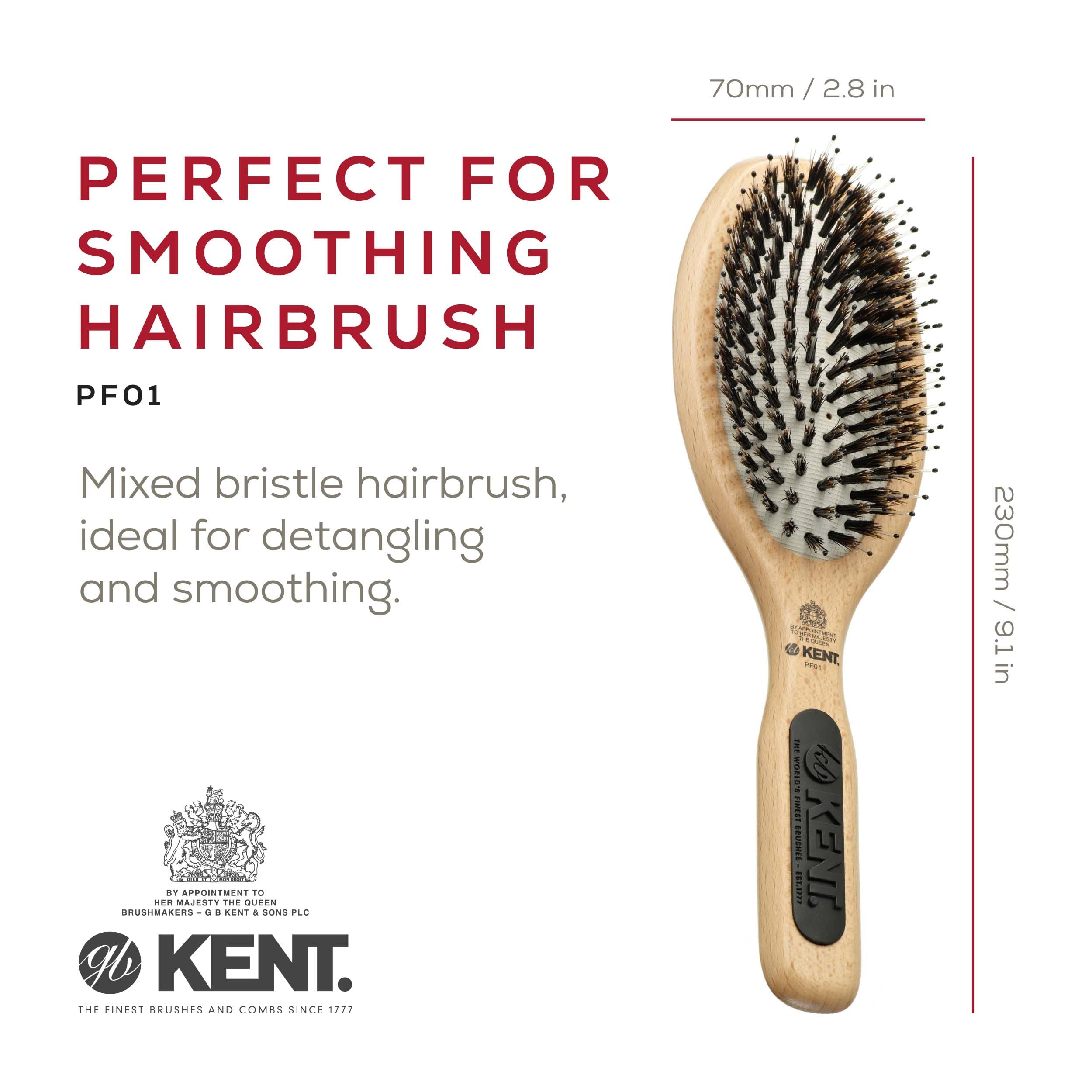 Kent Natural Shine Large Cushion Porcupine and Bristle Hairbrush