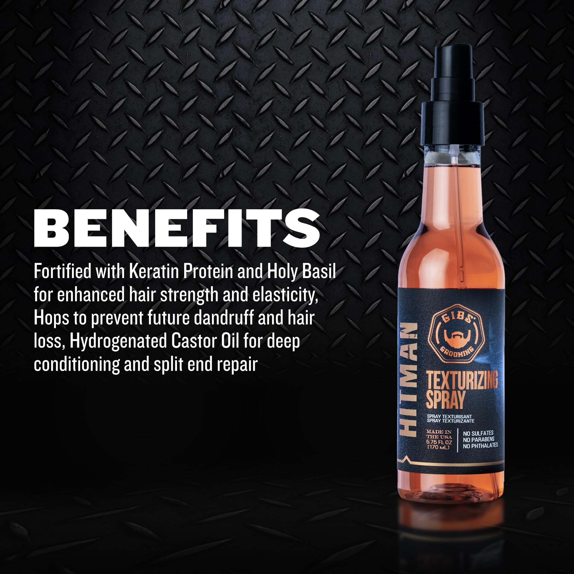 GIBS Guys Into Beard Stuff Hitman Texturizing Spray, 5 Ounce by GIBS