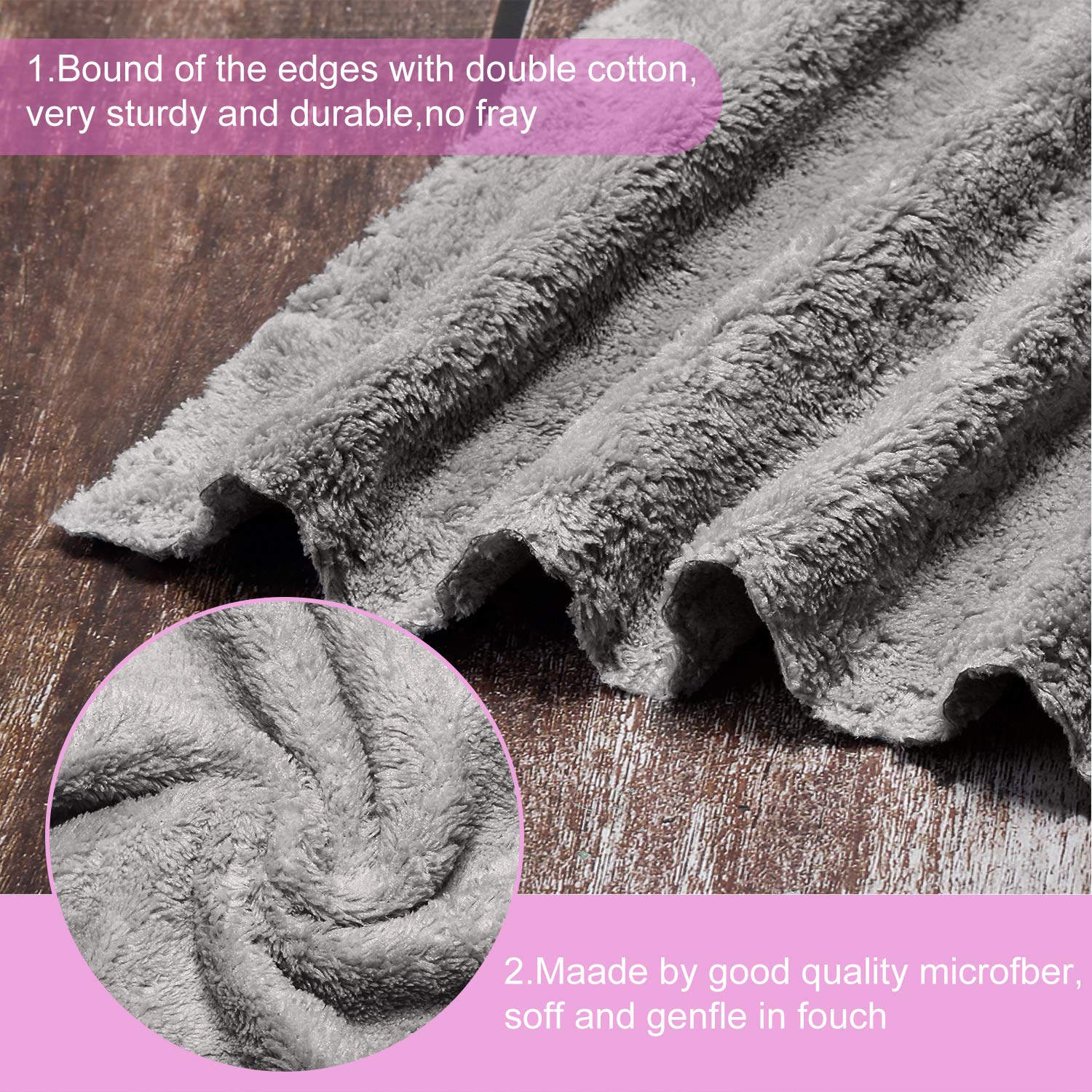 12 Pieces Face Makeup Remover Cloths Microfiber Wash Cloth Soft Facial Cleansing Cloth for Face, 12 x 12 Inch (White, Gray)