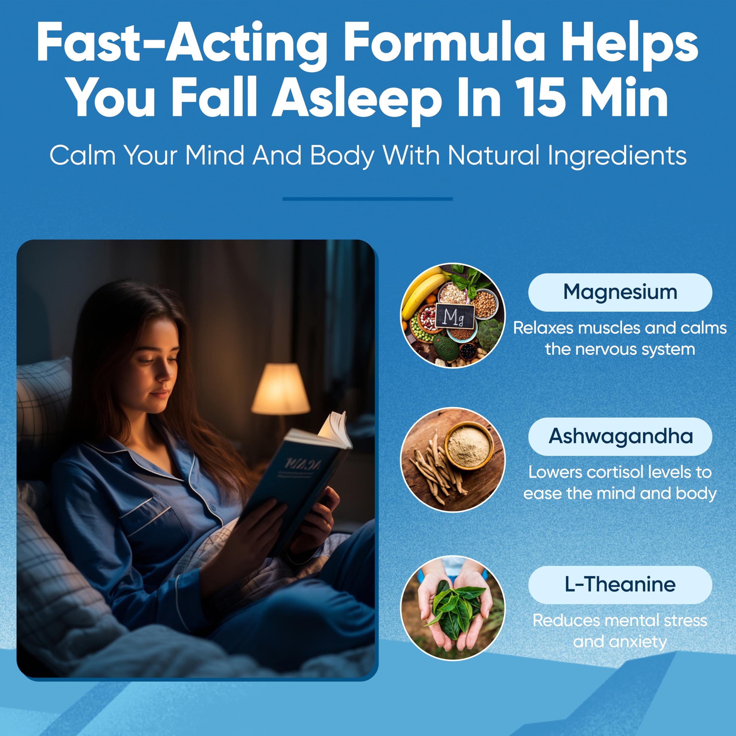 Sleep Easy Natural Sleep Aid Supplement | Magnesium, Ashwagandha, GABA, L-Theanine & 5 Calming Herbs | Melatonin-Free & Non-Habit Forming (60 Capsules)