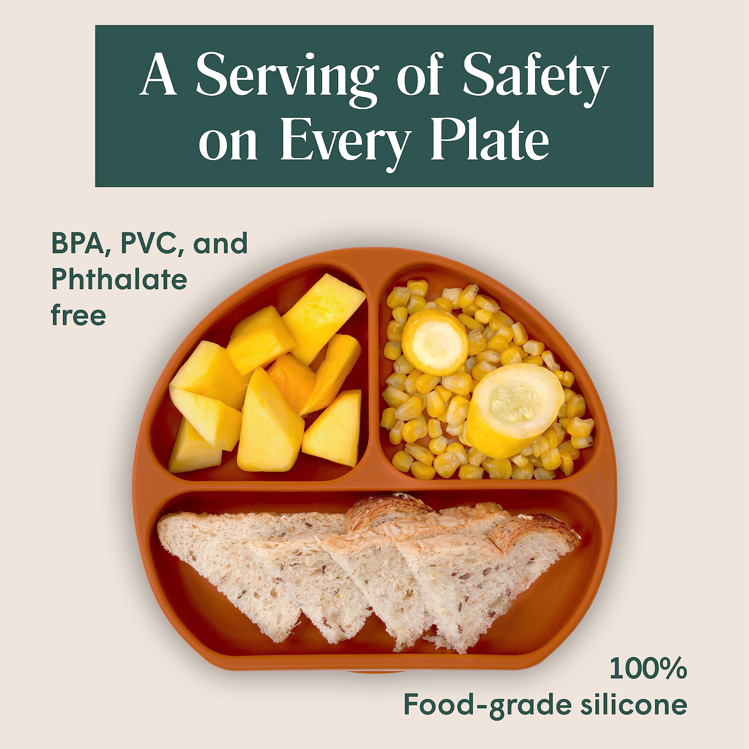 Simka Rose Baby Suction Plates - Silicone Divided Design, Toddler Plates - BPA Free, Microwave & Dishwasher Safe - Baby Led Weaning Supplies (Pack of 1)