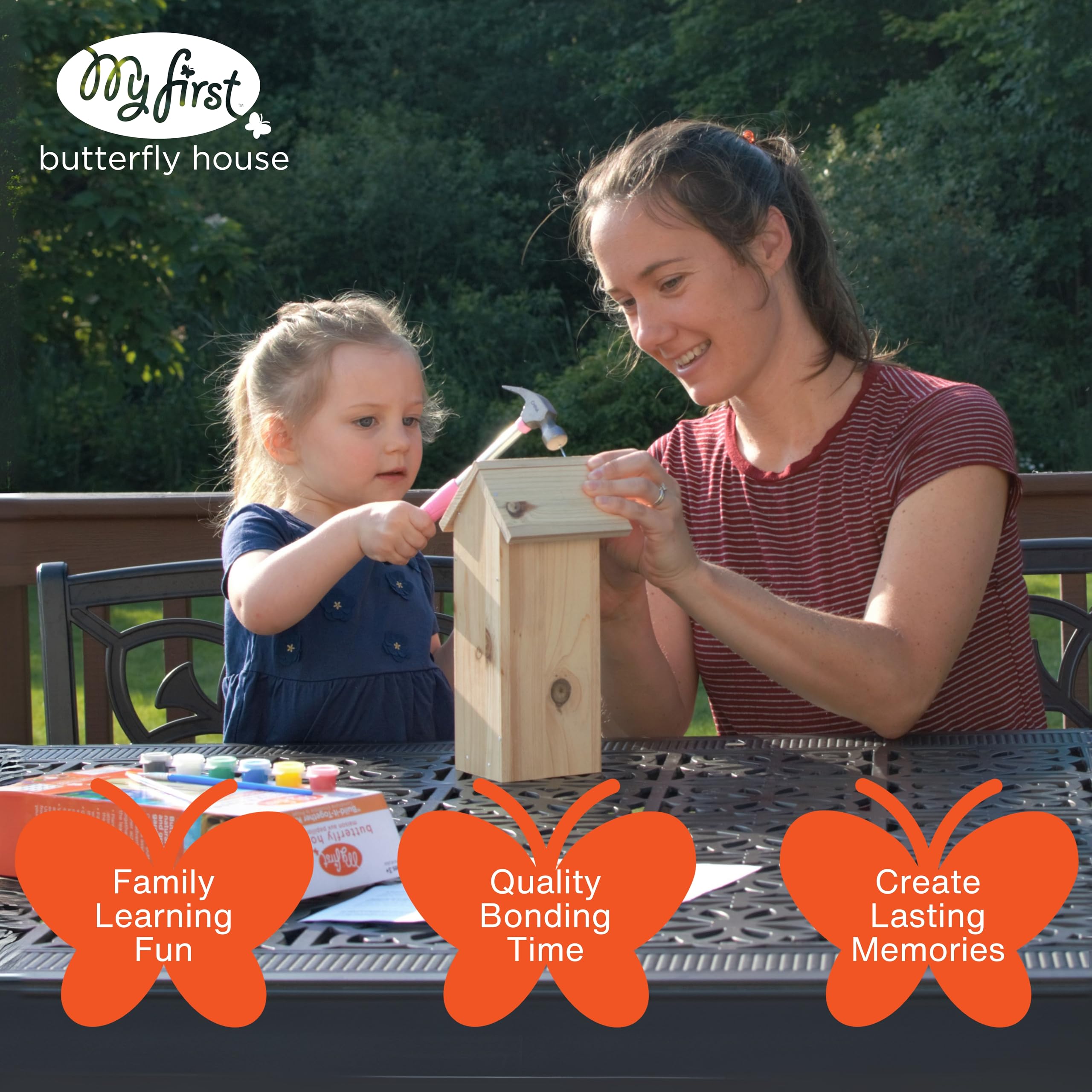 Nature's Way My First Butterfly House DIY Art Craft Kit - Creative Wooden Building & Painting STEM Gift for Kids and Adults