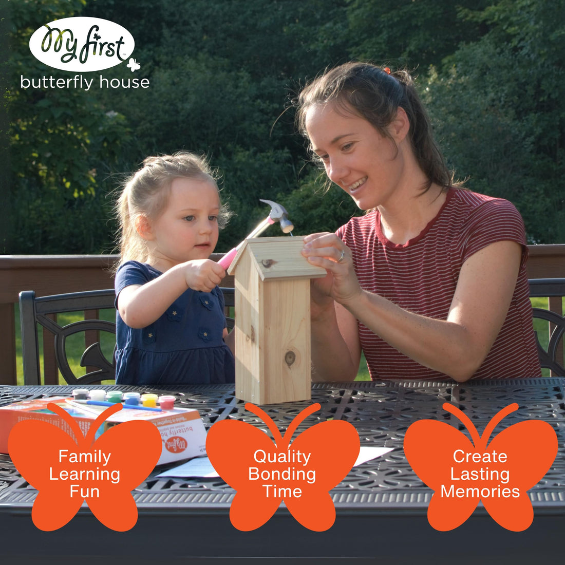 Nature's Way My First Butterfly House DIY Art Craft Kit - Creative Wooden Building & Painting STEM Gift for Kids and Adults