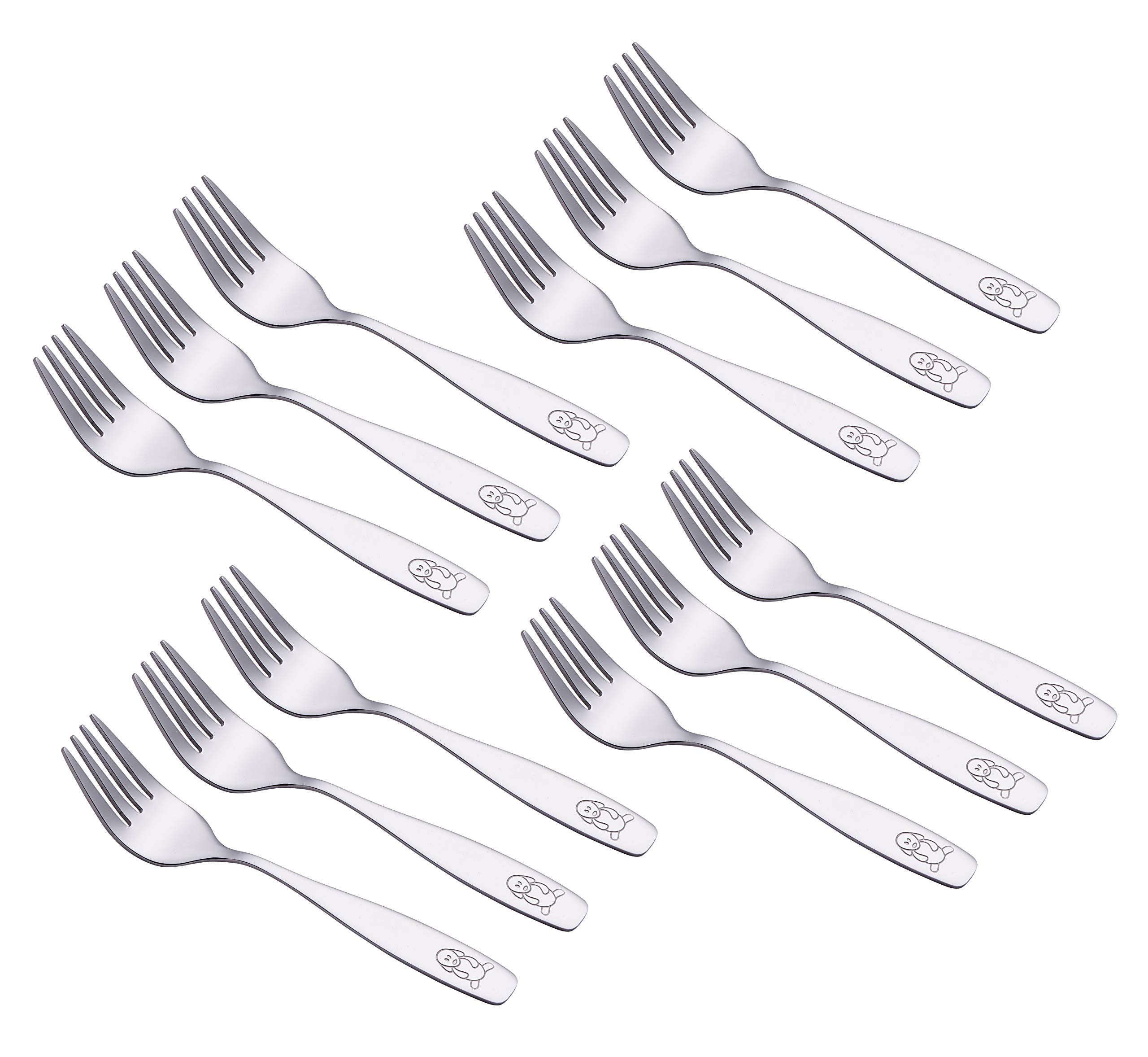 ANNOVA Kids Silverware Children's Safe Flatware Set Stainless Steel - Children Forks, Children Tablespoons, Toddler Utensils, Metal Cutlery Set for LunchBox (Stainless Steel Fork, 12)