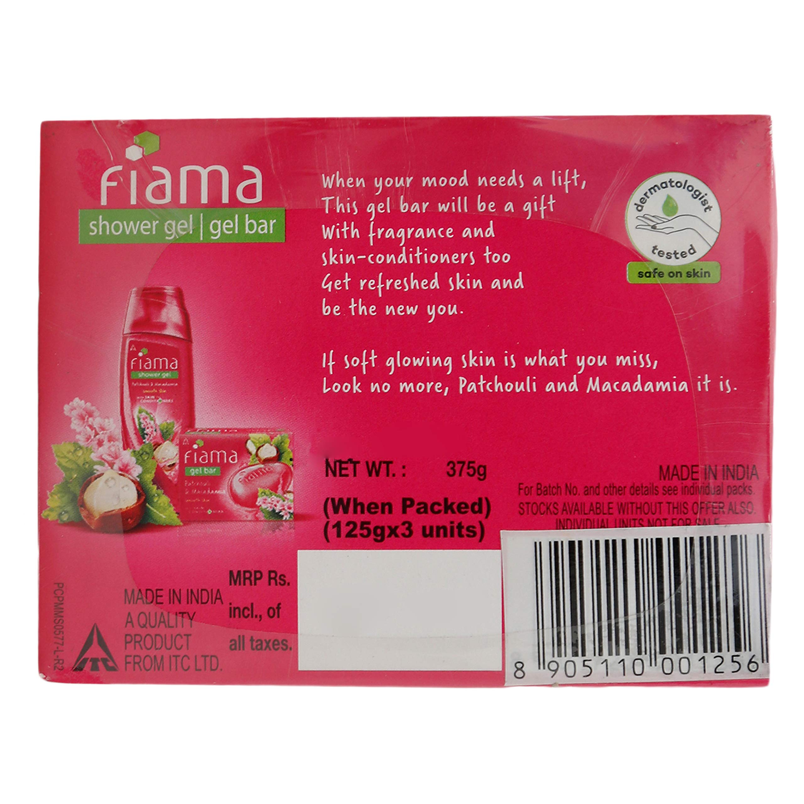 Fiama Di Wills Patchouli & Macadamia Soft Glowing Skin Gel Bar, 125g (Pack Of 3)