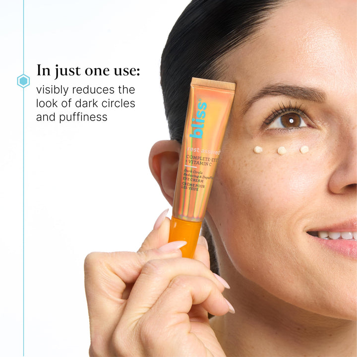 Bliss Rest Assured ™ Eye Cream with Vitamin C & Caffeine - 0.5 Fl Oz - Dark Circle Reducing & Depuffing Eye Cream - Clean - Vegan & Cruelty-Free