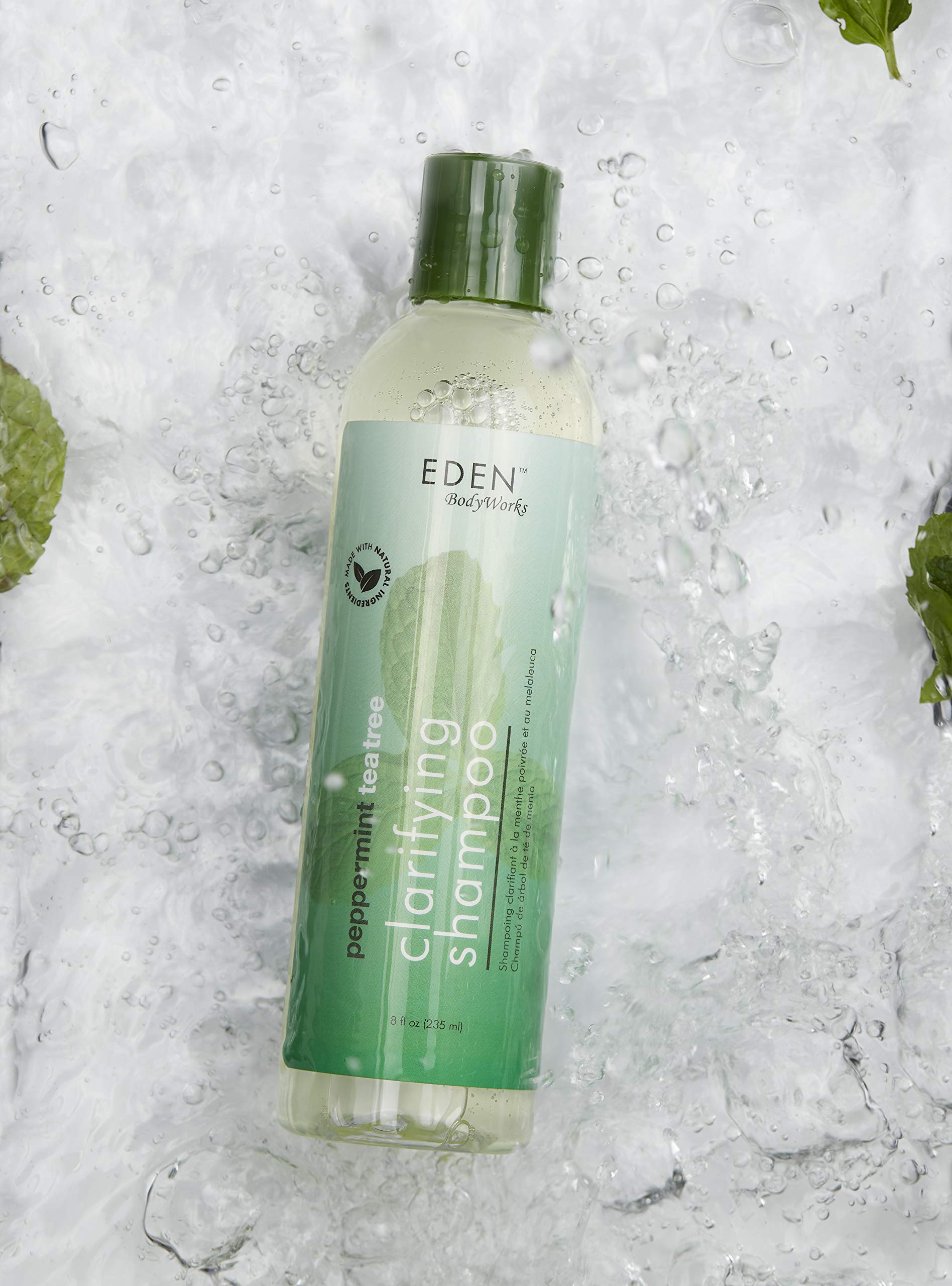 EDEN BodyWorks Peppermint Tea Tree Clear Clarifying Shampoo for Oily Hair, Dry Hair, Curly Hair - Scalp Cleansing Shampoo for Build Up & Dandruff - Paraben & Sulfate Free - 8 oz.