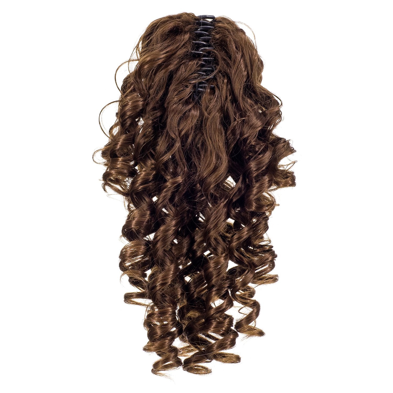 Light Brown-12# : SWACC 12-Inch Short Screw Curls Claw Clip Ponytail Extensions Synthetic Clip in Drawstring Curly Ponytail Hairpiece Jaw Clip Hair Extension (Light Brown-12#)