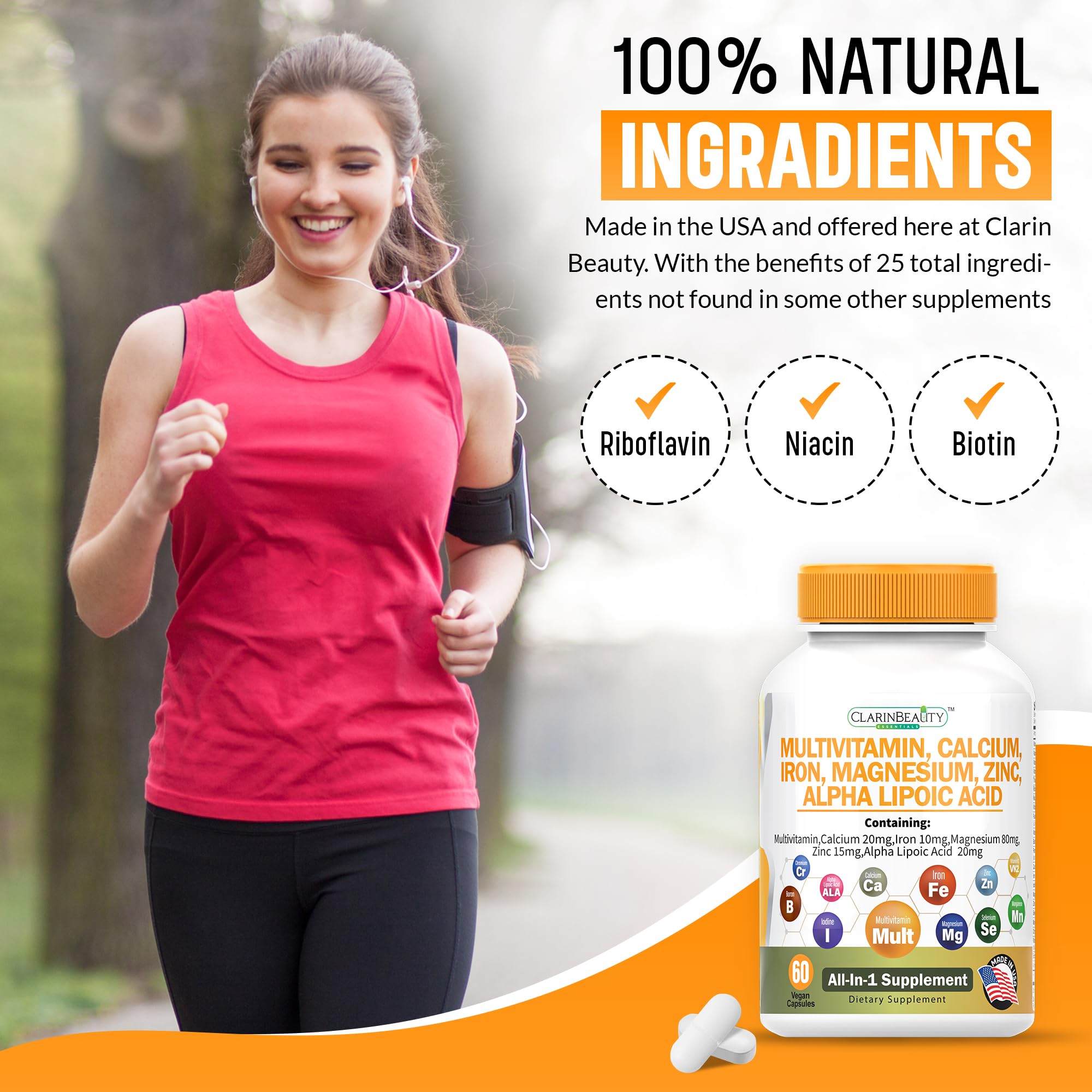 Advanced Multivitamin, Calsium, Iron, Magnesium, Zinc, with Vitamins A, C, D, C, B-12, K-2 & More for Heart Health, Energy, Metabolism, Muscle, Immune, Skin, Bone, & Eye Support