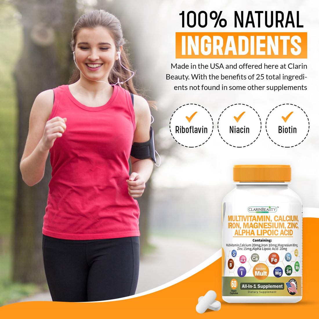 Advanced Multivitamin, Calsium, Iron, Magnesium, Zinc, with Vitamins A, C, D, C, B-12, K-2 & More for Heart Health, Energy, Metabolism, Muscle, Immune, Skin, Bone, & Eye Support