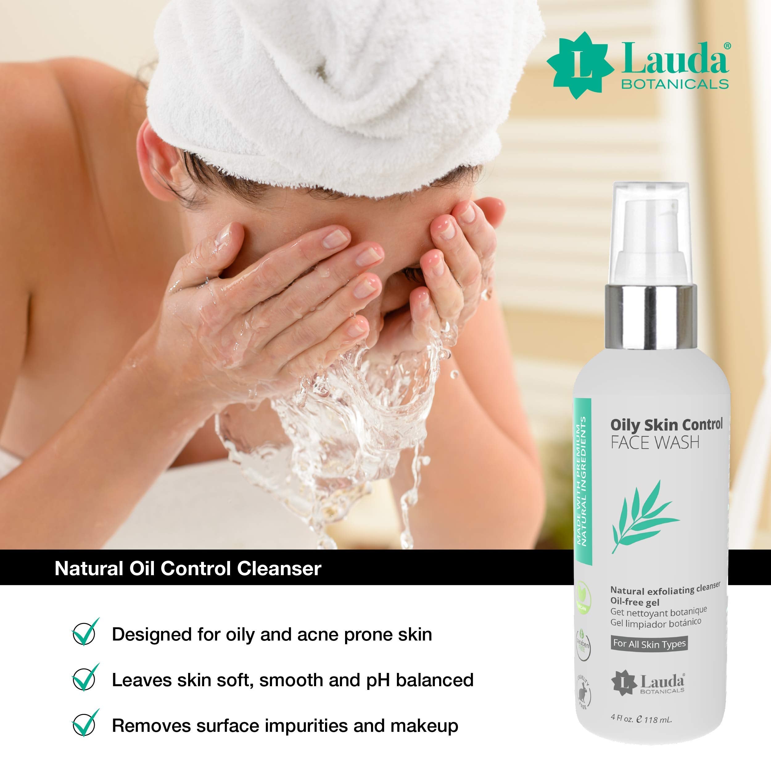 Oil Control Clarifying Face Wash, Oily Skin & Acne Deep Cleansing Face Wash with Natural Botanicals for Soft, Smooth, Clear Skin by Concept Skin Naturals (4 oz)