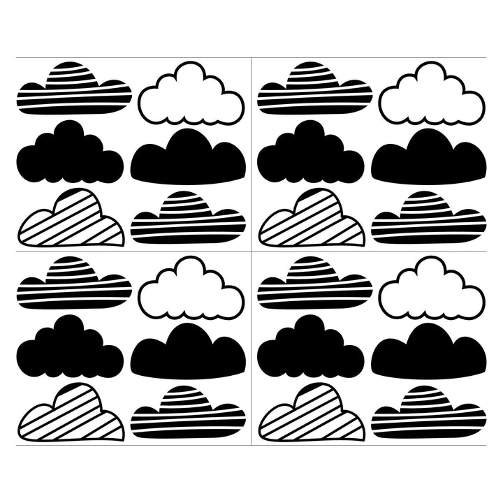24 Pcs/Set Clouds Decal Vinyl Wall Sticker for Kids Room Nursery Decoration Boy Girl Child Bedroom Living Room Art Decor Home House Design Mural YMX57 (Black)