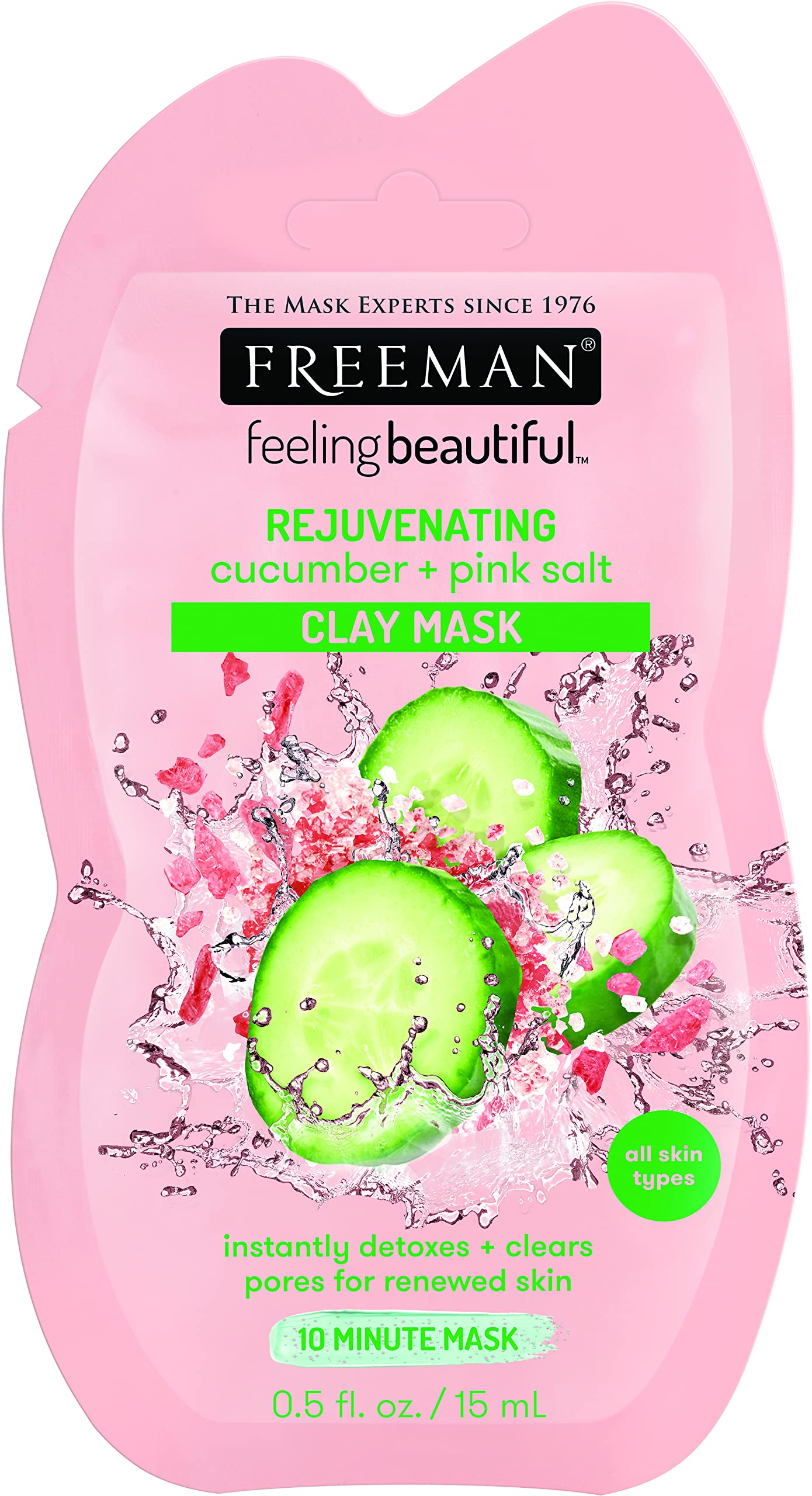 Freeman Facial Cucumber + Pink Salt Clay Mask Pack (6 Pieces)