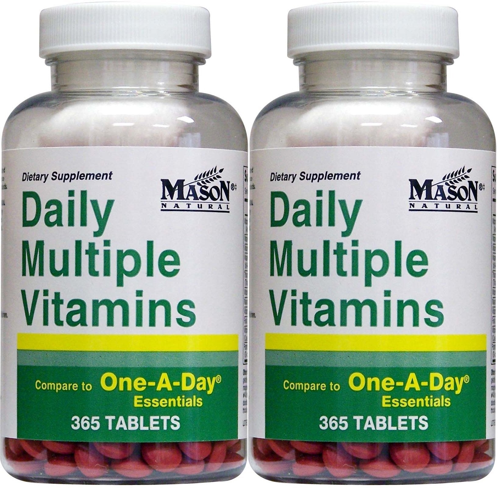 Daily Multiple Vitamins Compare to One A Day Essentials Multivitamin Multimineral Supplement 365 Tablets per Bottle Pack of 2 Total 730 Tablets