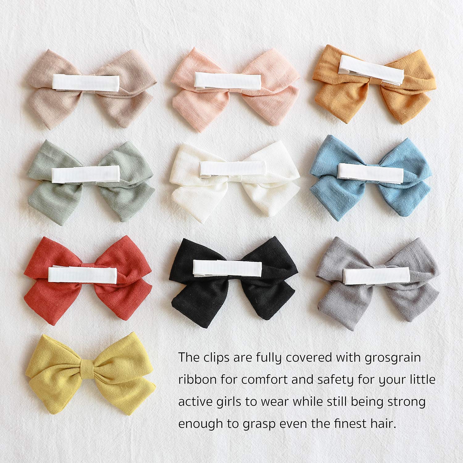 Baby Girl Hair Clips Bows Barrettes 10 Pack Fully Lined Alligator Clip 3.4 Inch Hair Accessories for Little Girls Toddler Kids Children