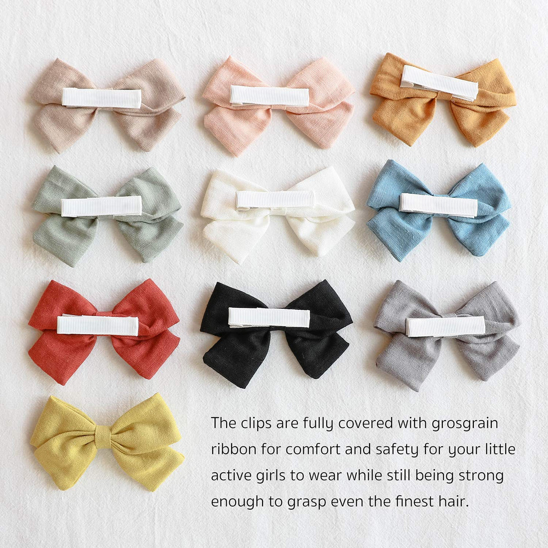Baby Girl Hair Clips Bows Barrettes 10 Pack Fully Lined Alligator Clip 3.4 Inch Hair Accessories for Little Girls Toddler Kids Children