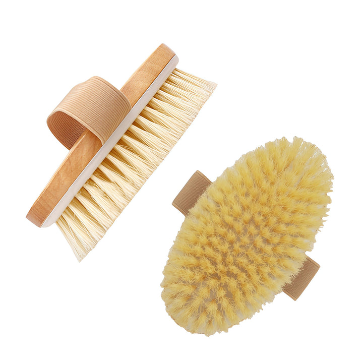 (1.0 inch Bristle Pure Length) Dry Brushing Body Brush for Lymphatic Drainage for Cellulite 100% Natural bristles Bath Brush Shower Scrubber for Body Scrubber Shower Brush for Body