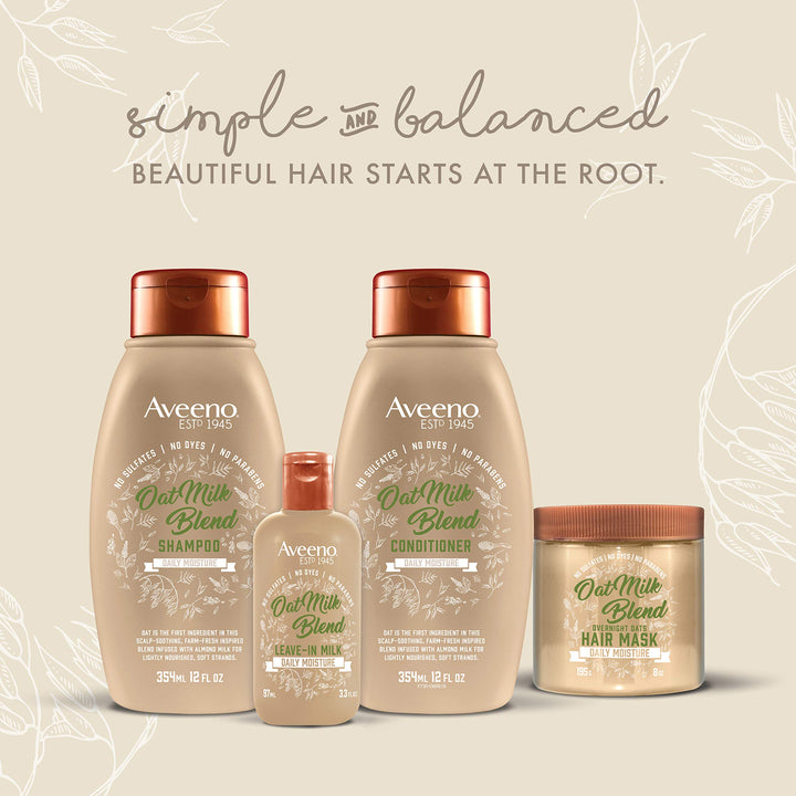 Aveeno Farm-Fresh Oat Milk Overnight Hair Mask - Hydrating Treatment with Oat Extract & Almond Milk for Dry, Damaged, Color-Treated Hair