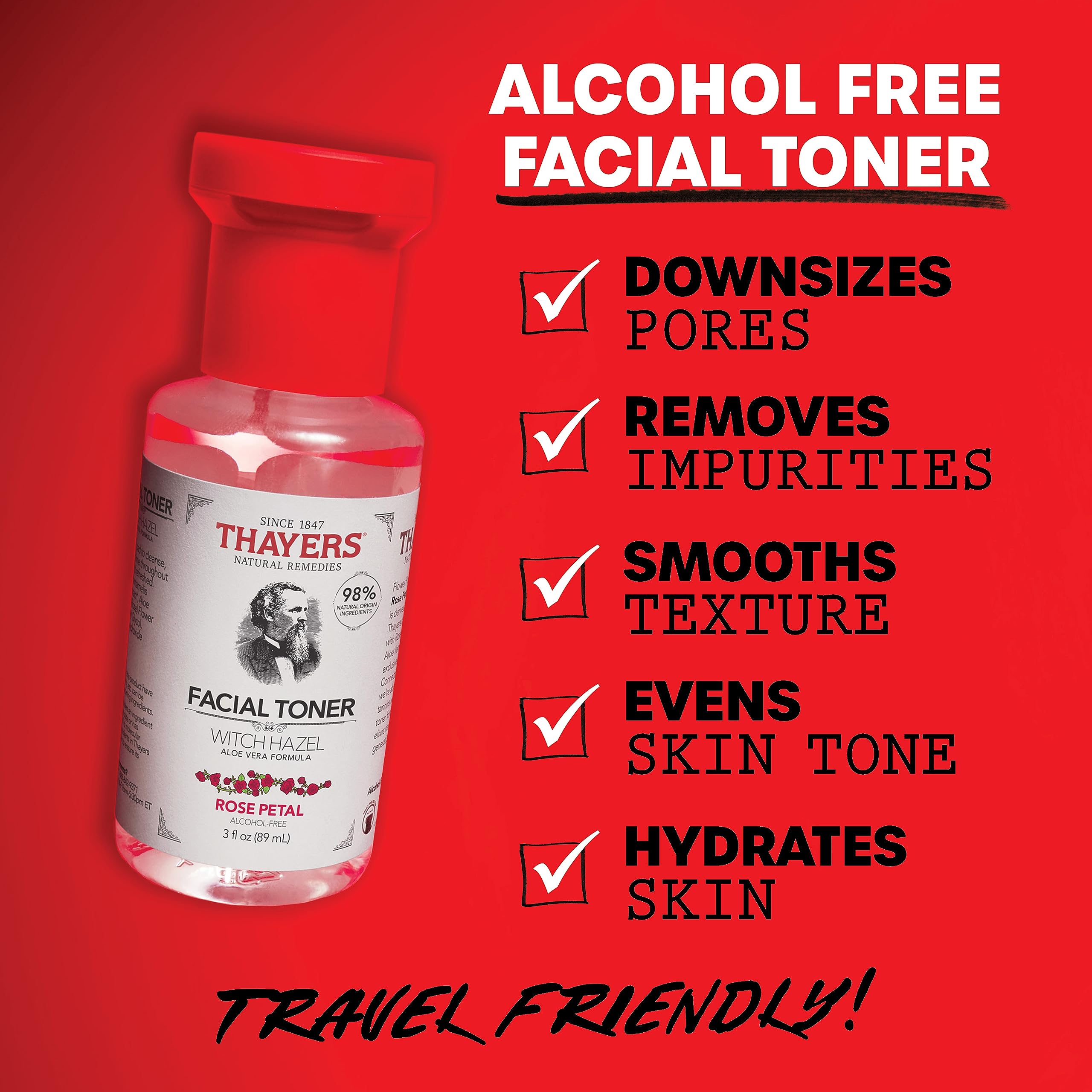 Thayers Alcohol-free Rose Petal Witch Hazel with Aloe Vera 3 Ounces